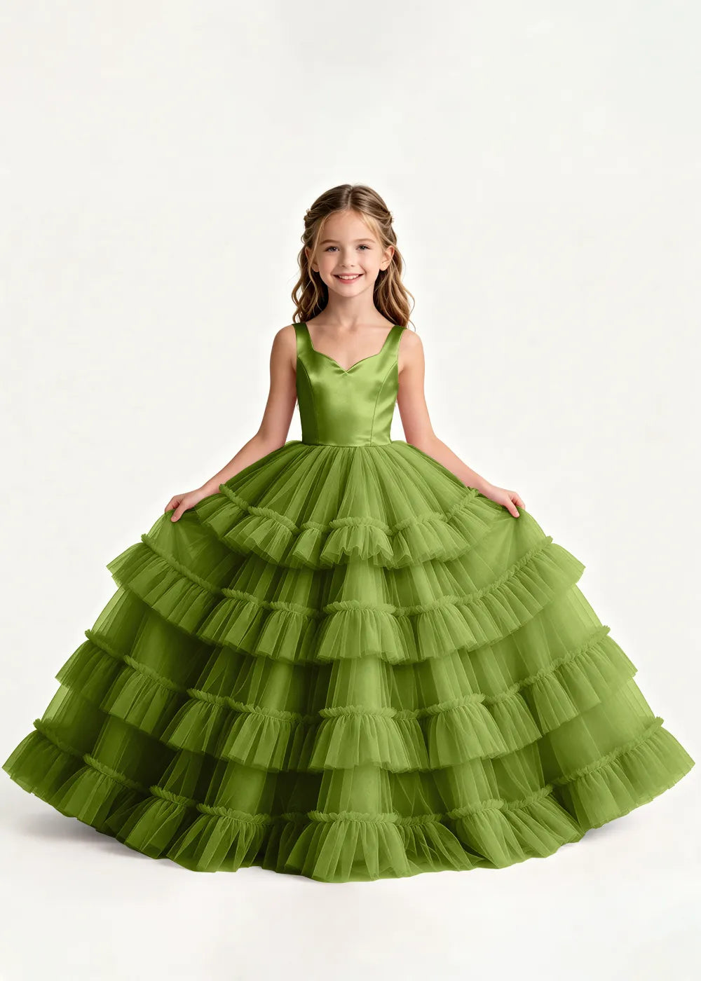 Elegant Princess Tulle Dress with Satin Bodice for Girls