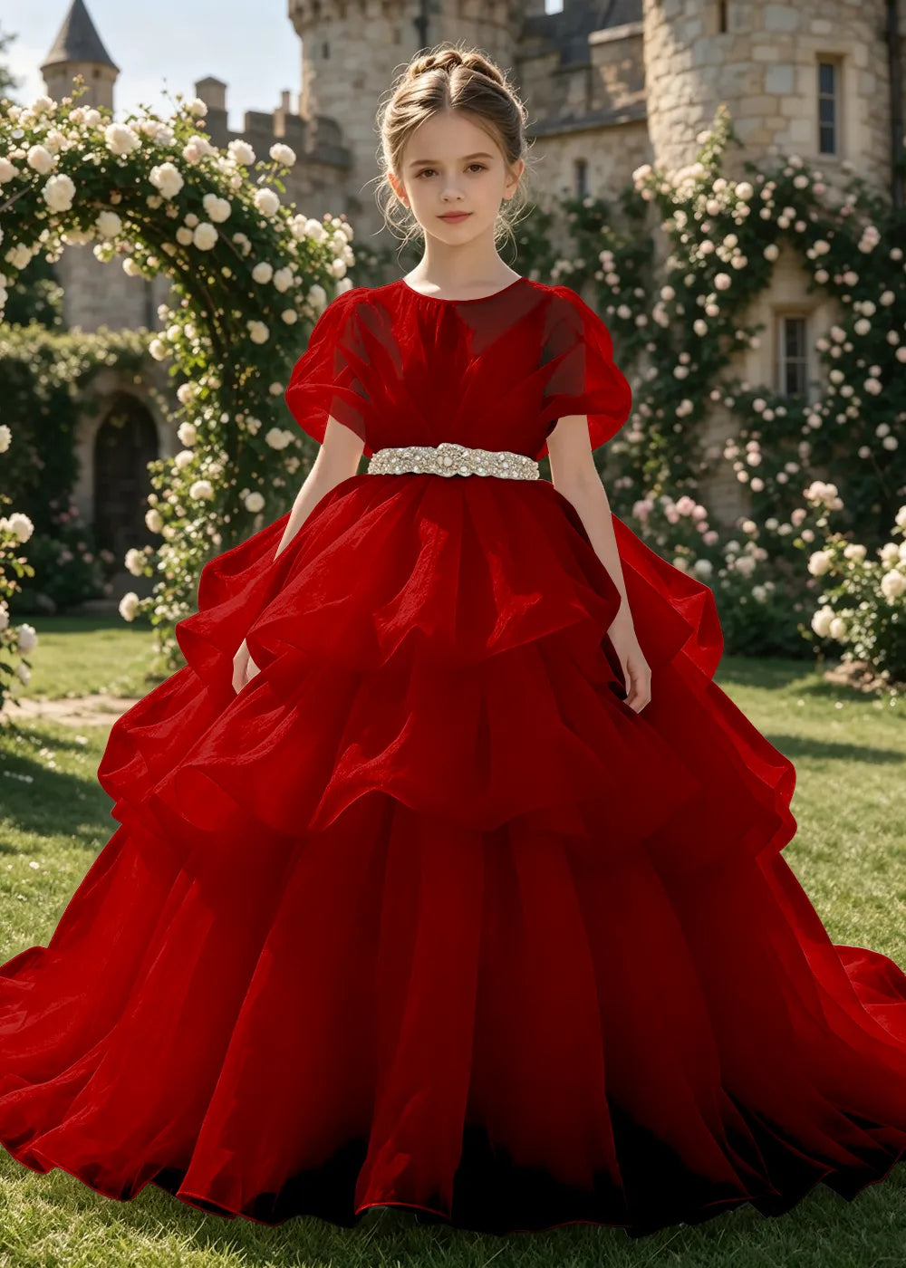 Cascading Organza Junior Bridesmaid Dress for Girls