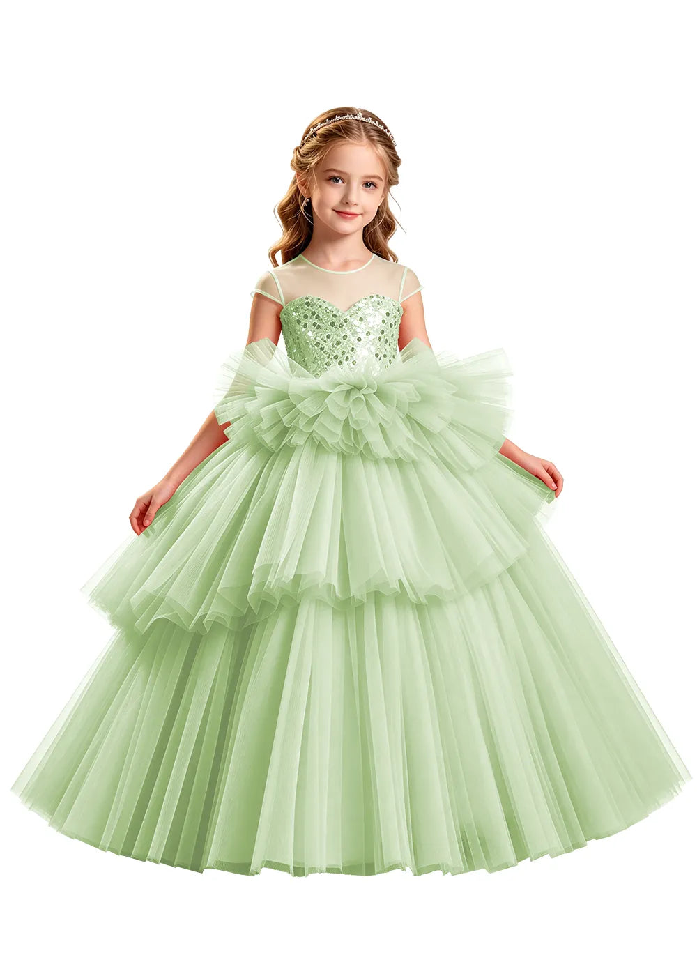 Vestido de princesa sin mangas de encaje
