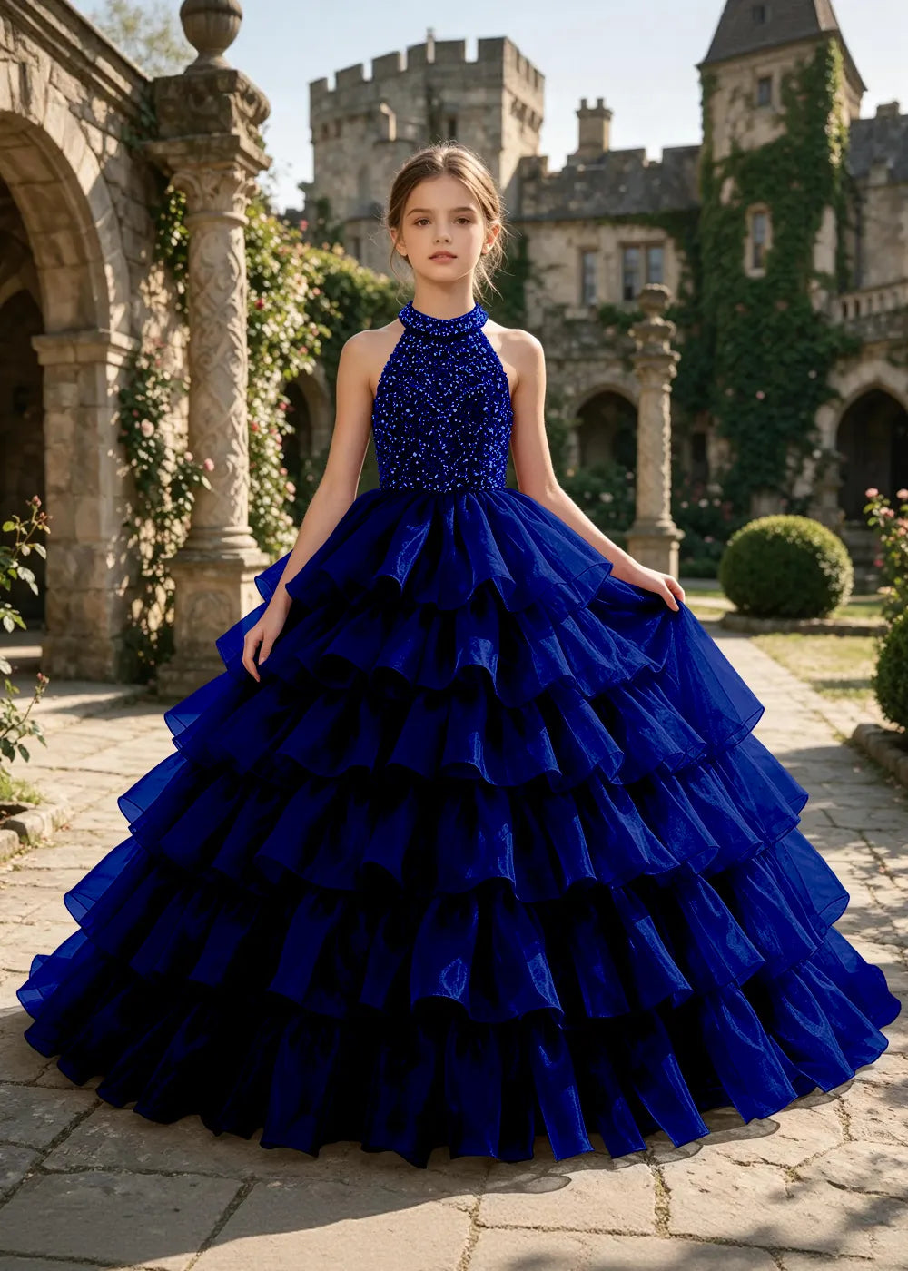Embellished Ruffle Junior Formal Ball Gown