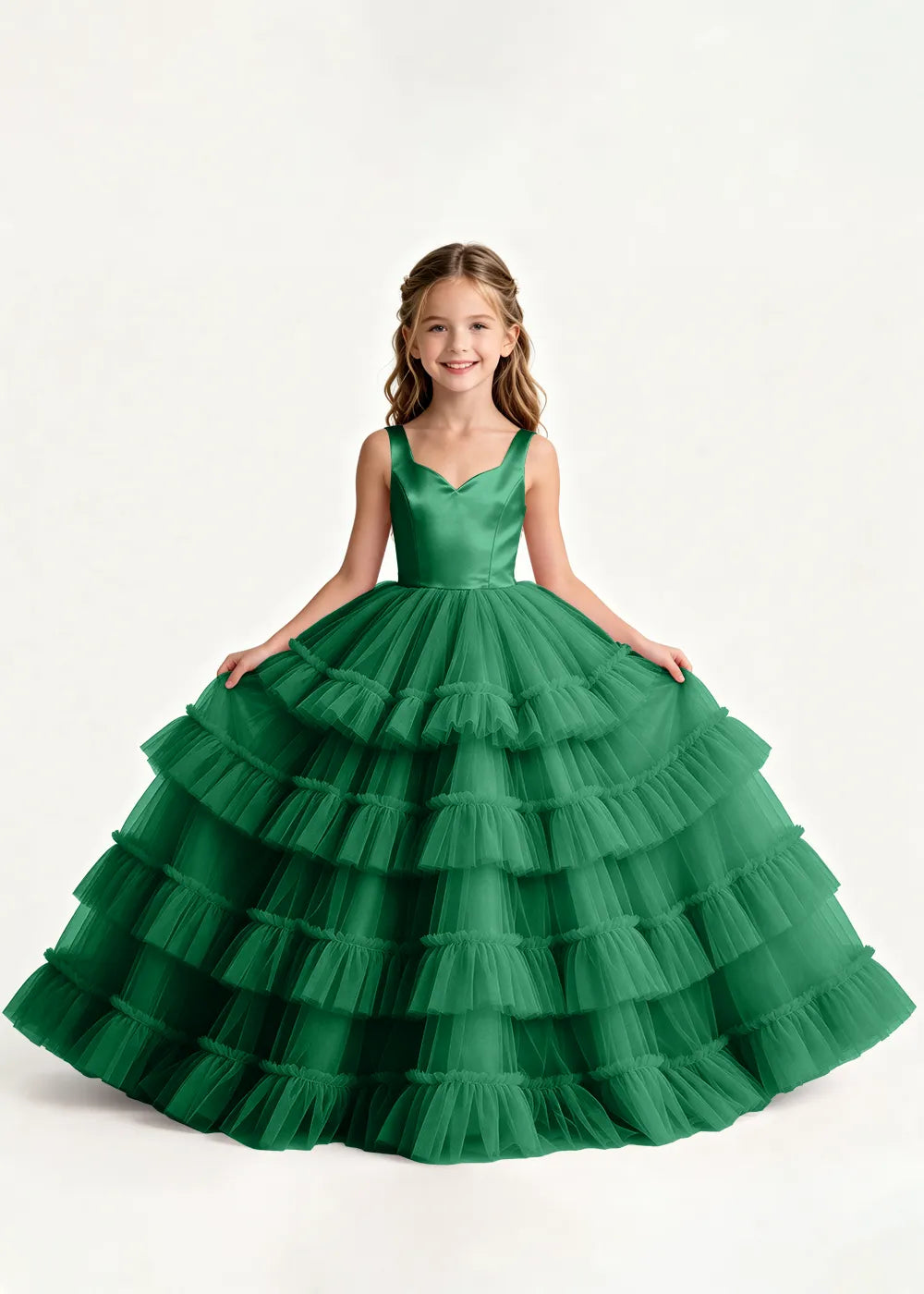 Elegant Princess Tulle Dress with Satin Bodice for Girls