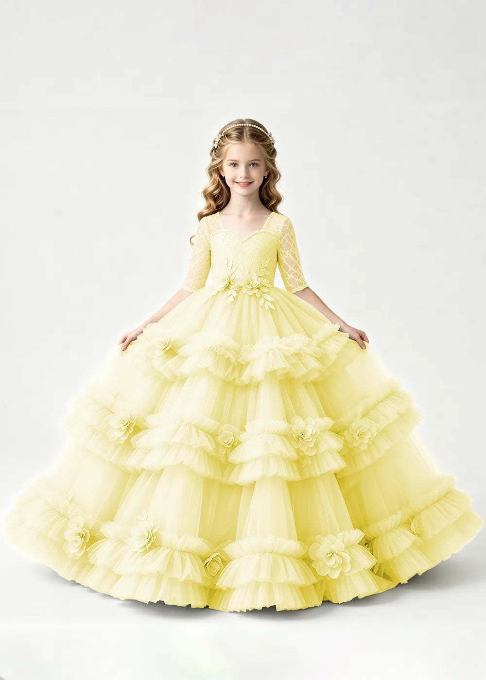 Luxury Tiered Tulle Occasion Dress for Girls