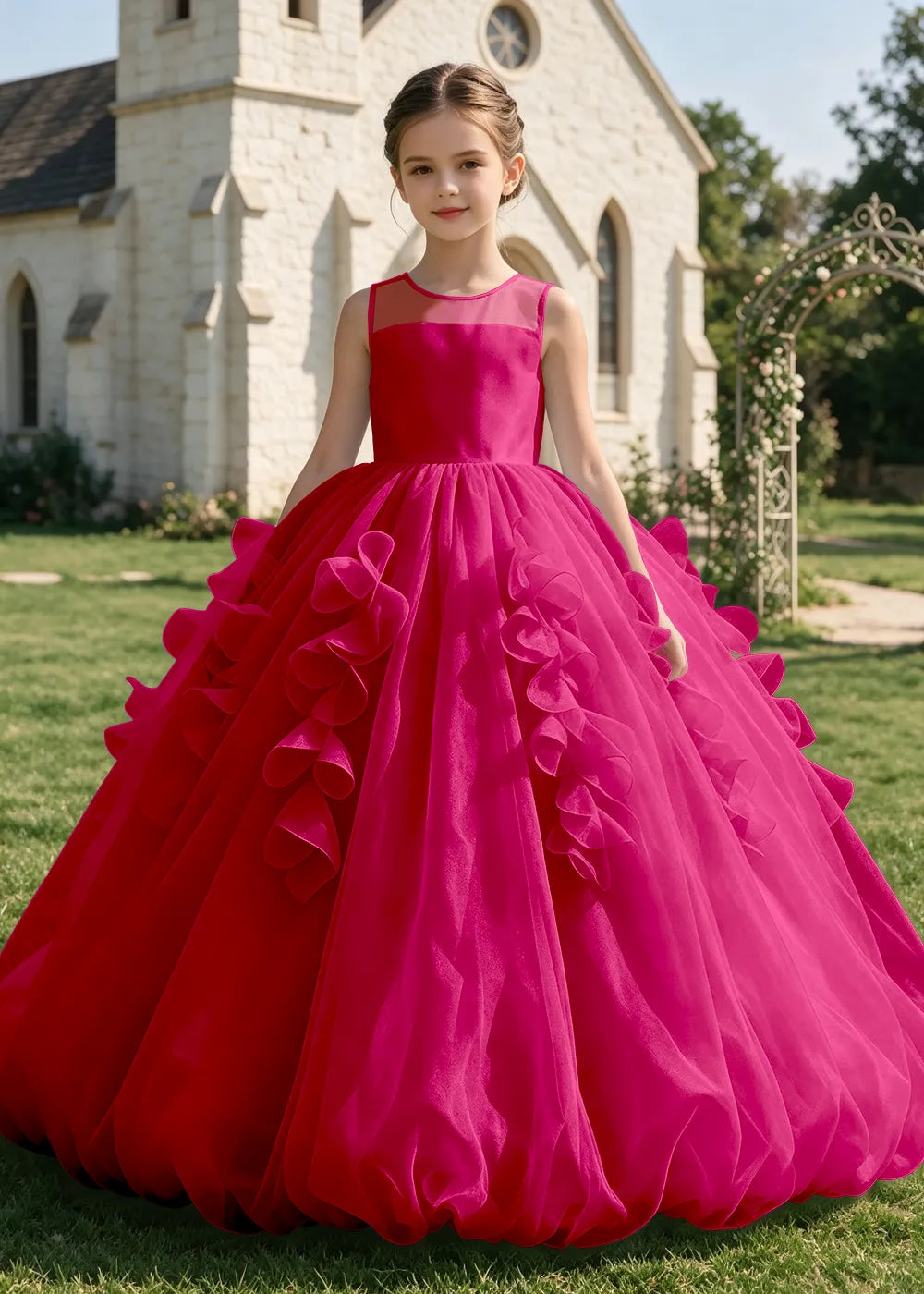 Sculpted Cascade Girls Pageant Dress