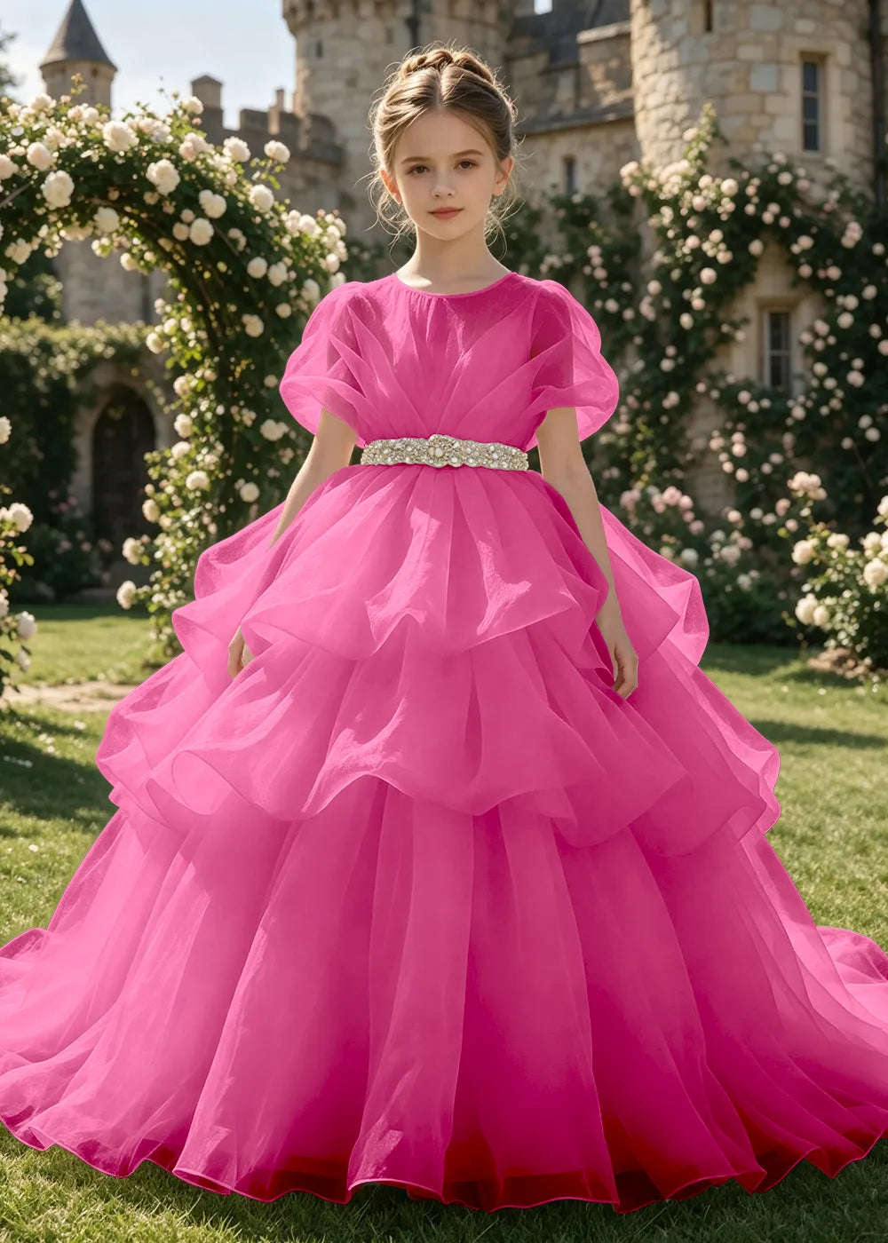 Cascading Organza Junior Bridesmaid Dress for Girls