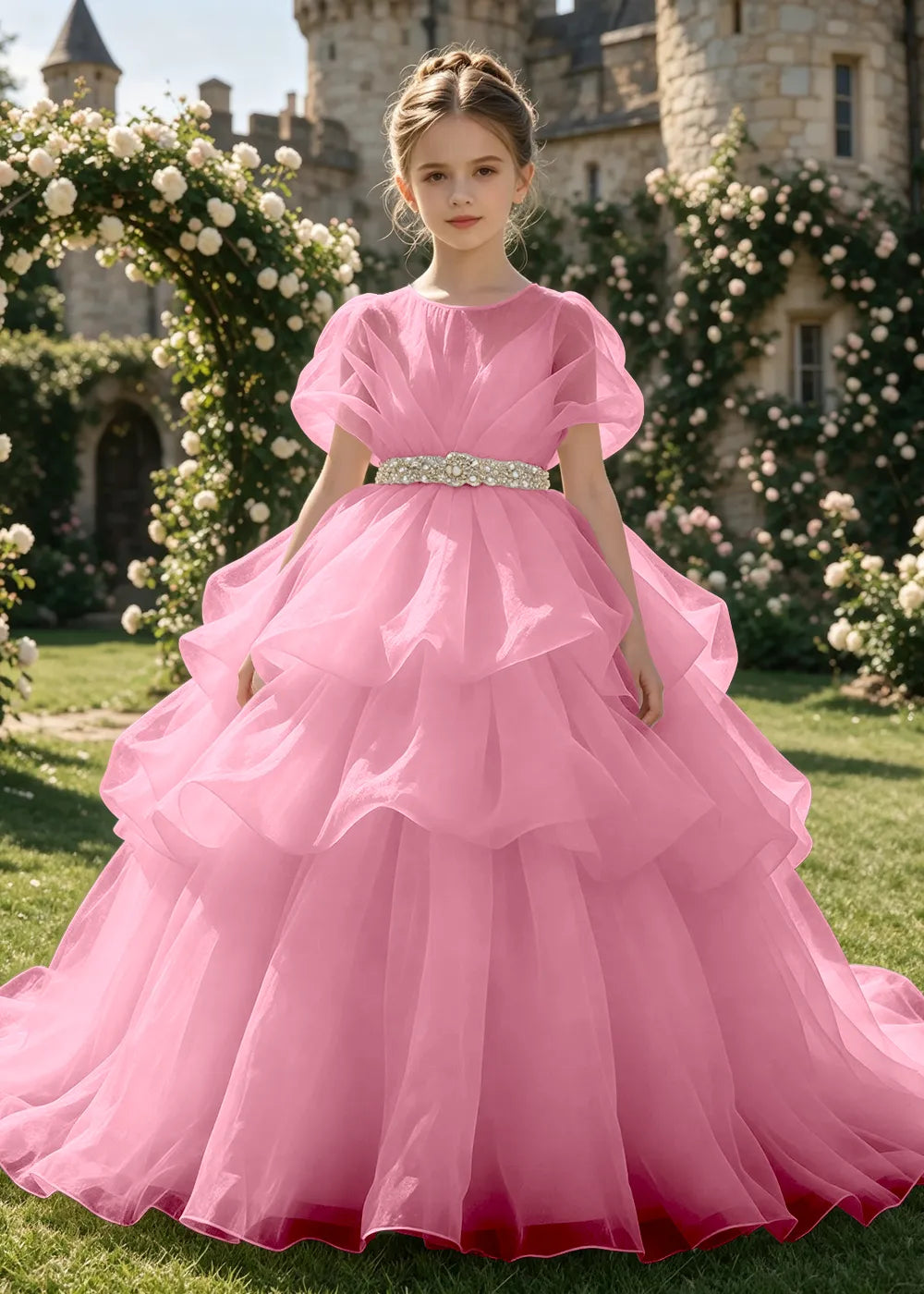 Cascading Organza Junior Bridesmaid Dress for Girls