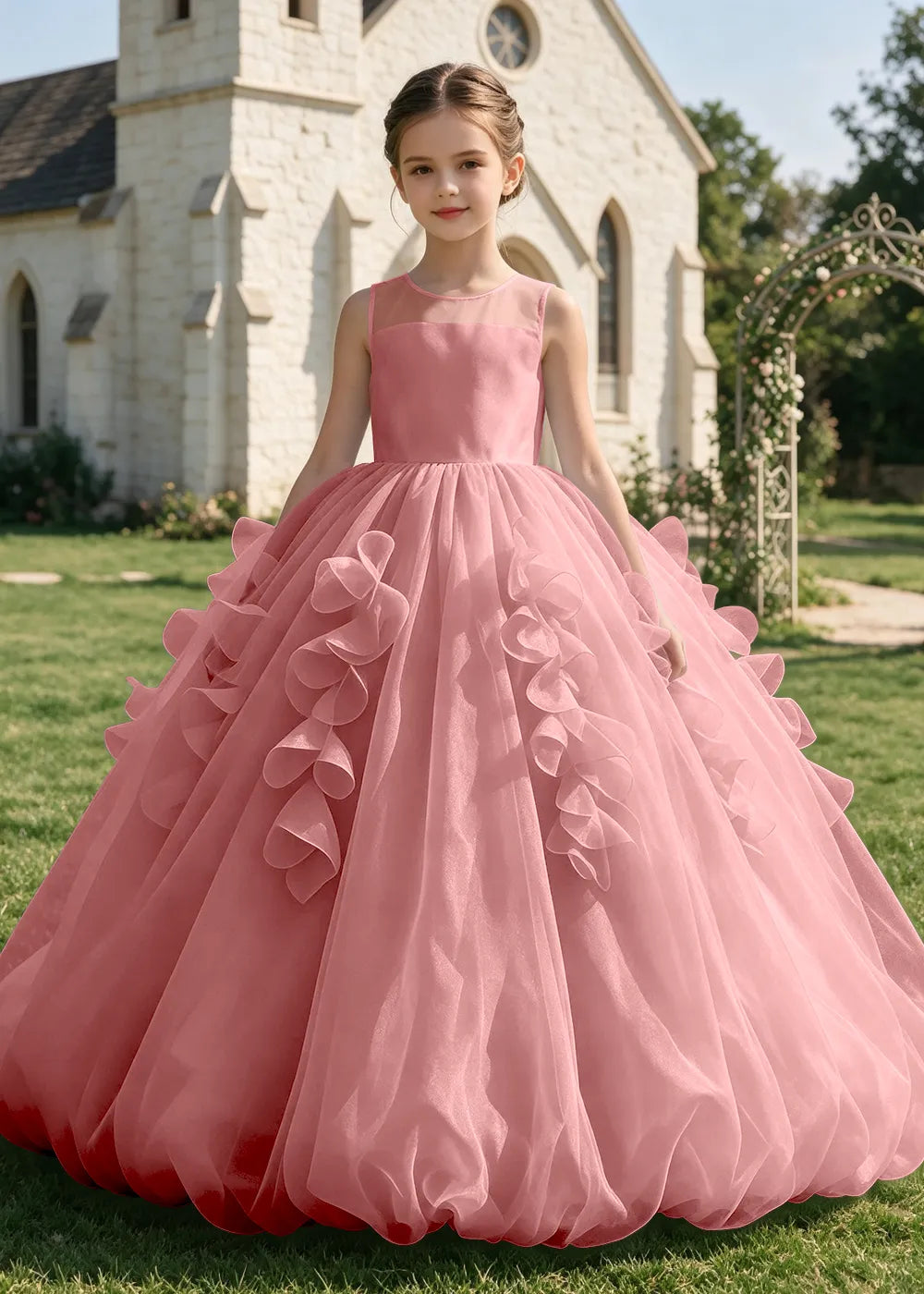 Sculpted Cascade Girls Pageant Dress