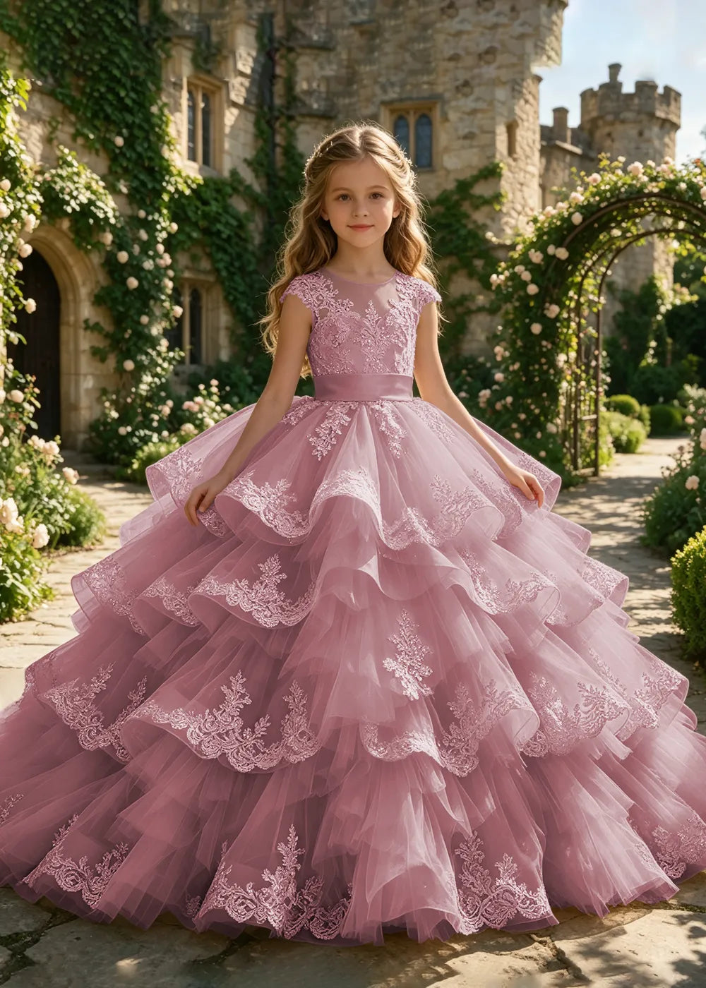 Illusion Cap Sleeve Junior Bridesmaid Dress