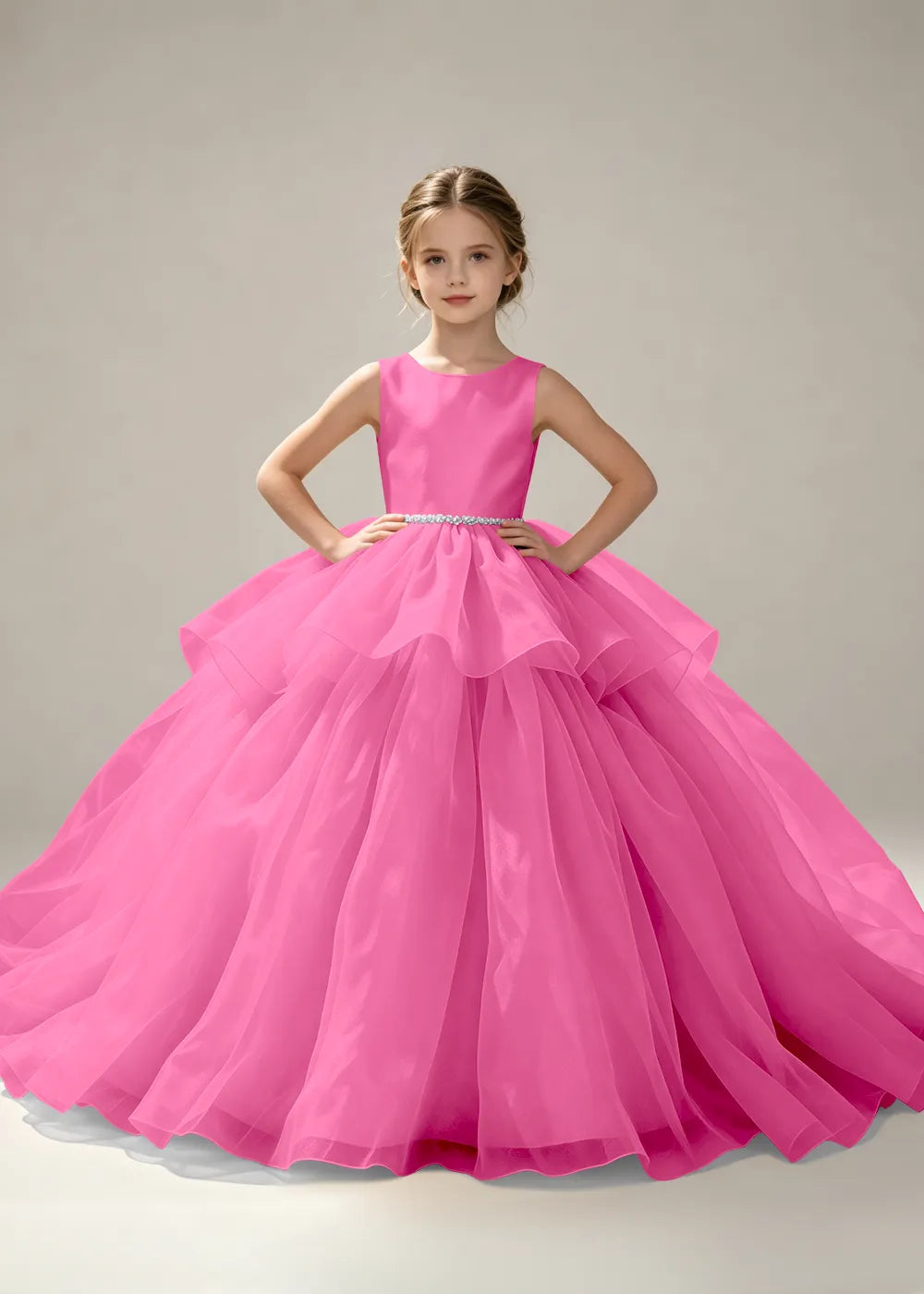 Pearl Waist Junior Bridesmaid Dress for Girls