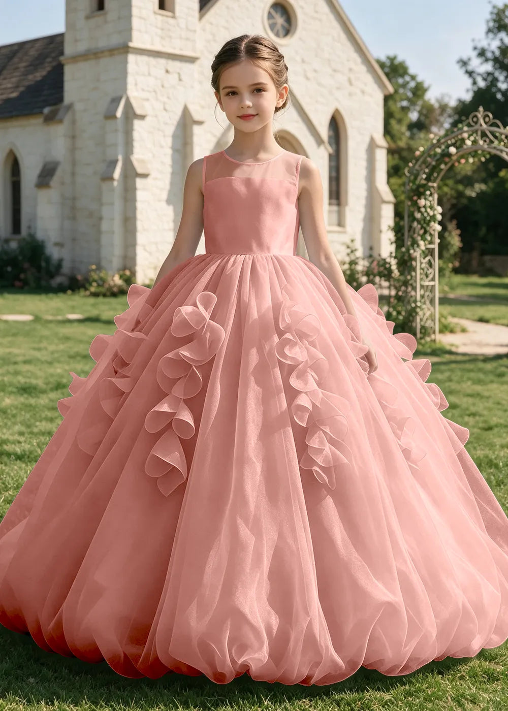 Sculpted Cascade Girls Pageant Dress