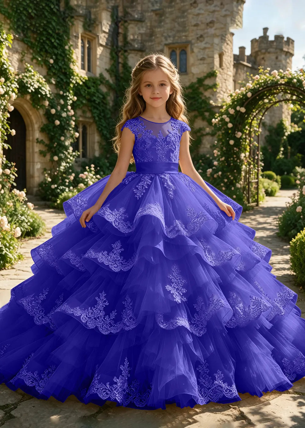 Illusion Cap Sleeve Junior Bridesmaid Dress