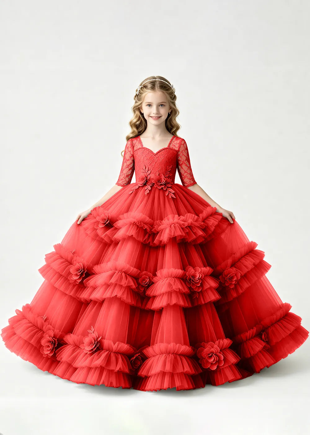 Luxury Tiered Tulle Occasion Dress for Girls