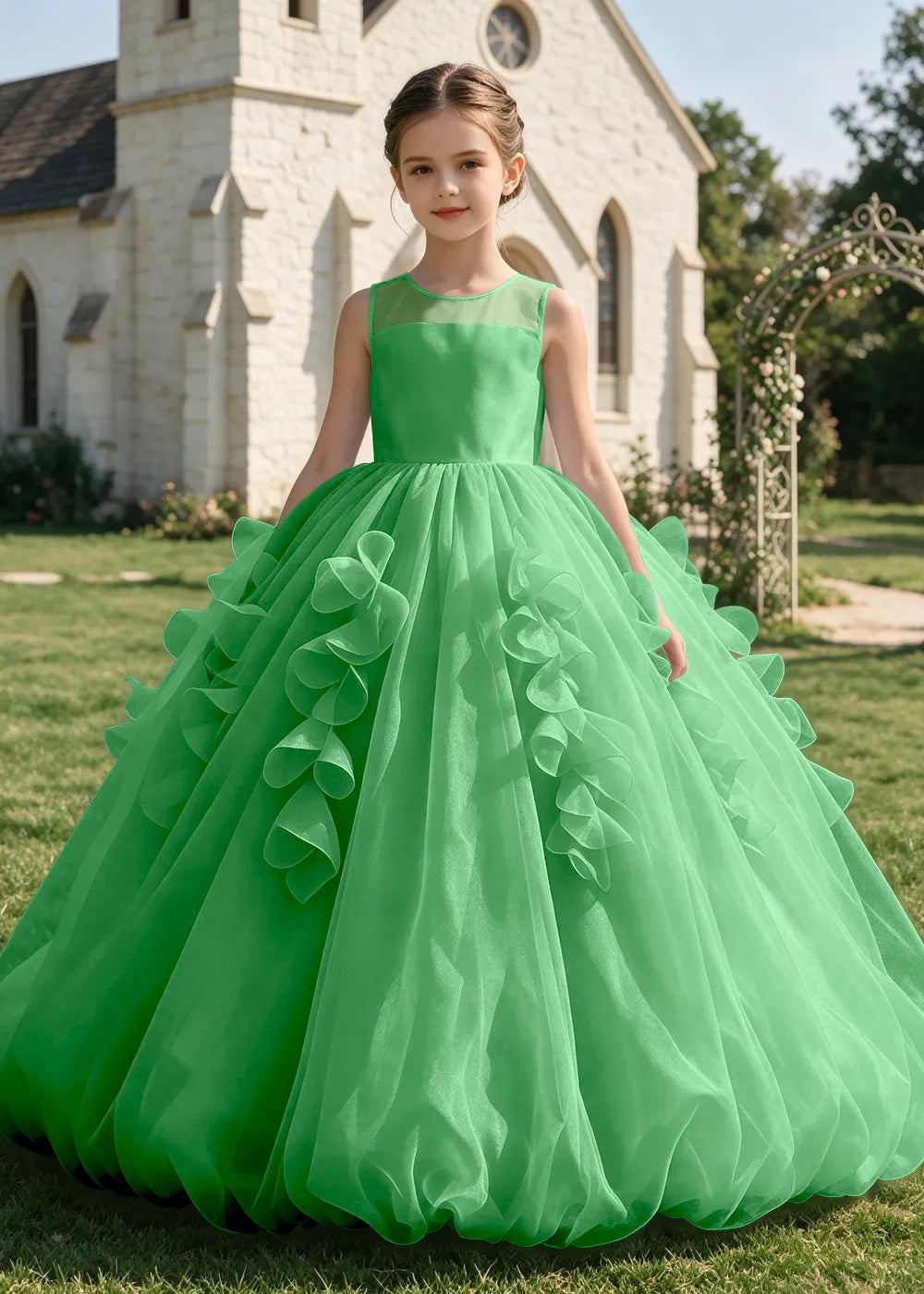 Sculpted Cascade Girls Pageant Dress