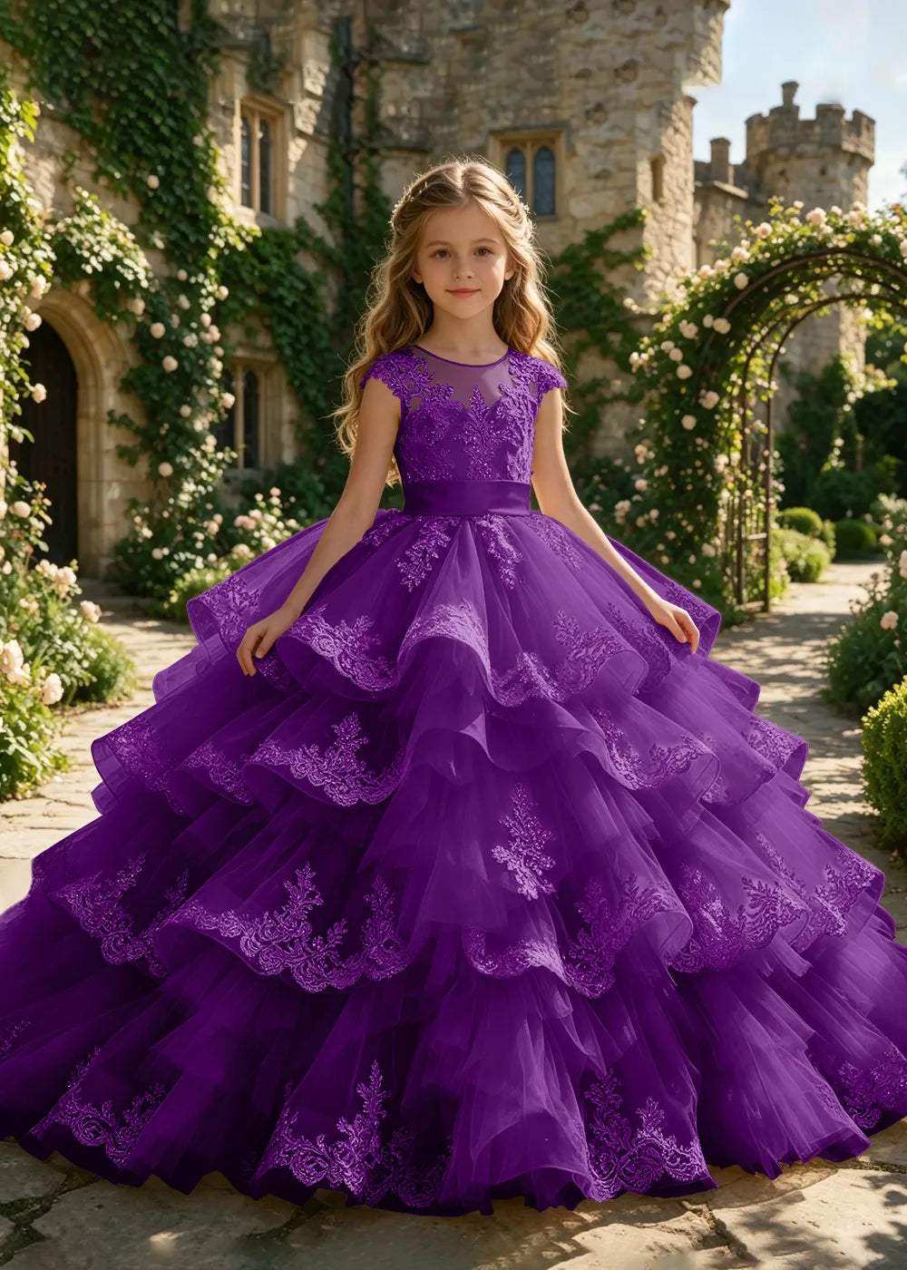 Illusion Cap Sleeve Junior Bridesmaid Dress