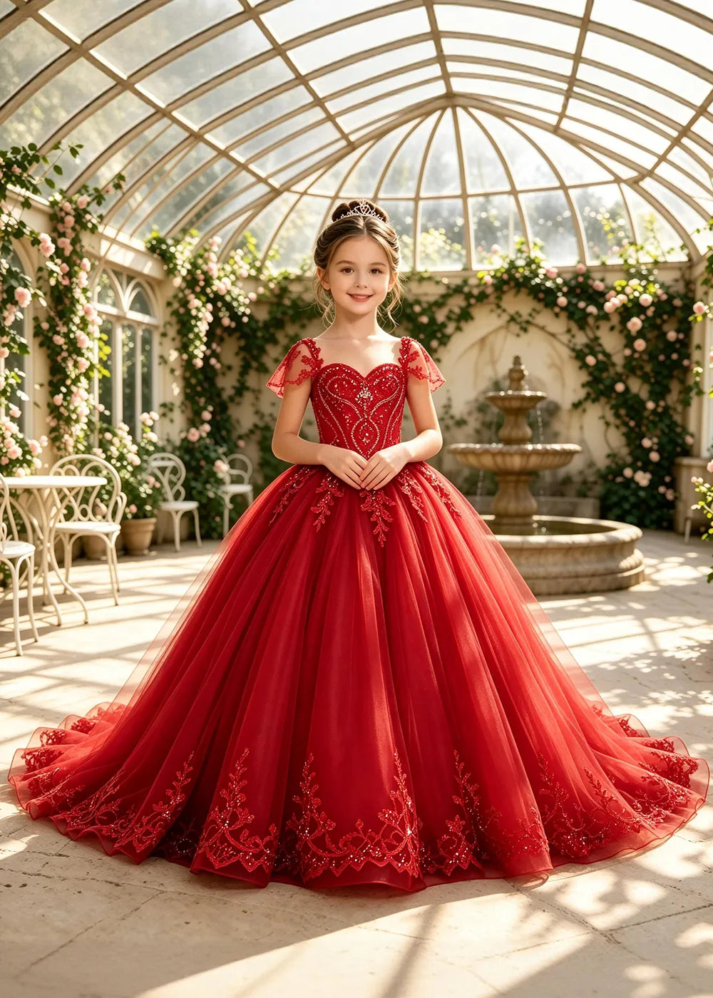 Regal Sequin Lace Princess Pageant Ball Gown