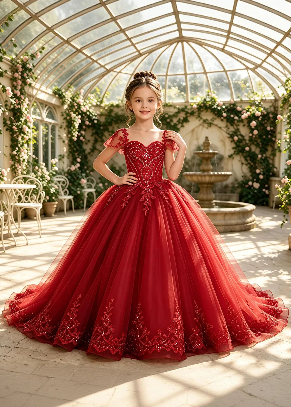 Regal Sequin Lace Princess Pageant Ball Gown
