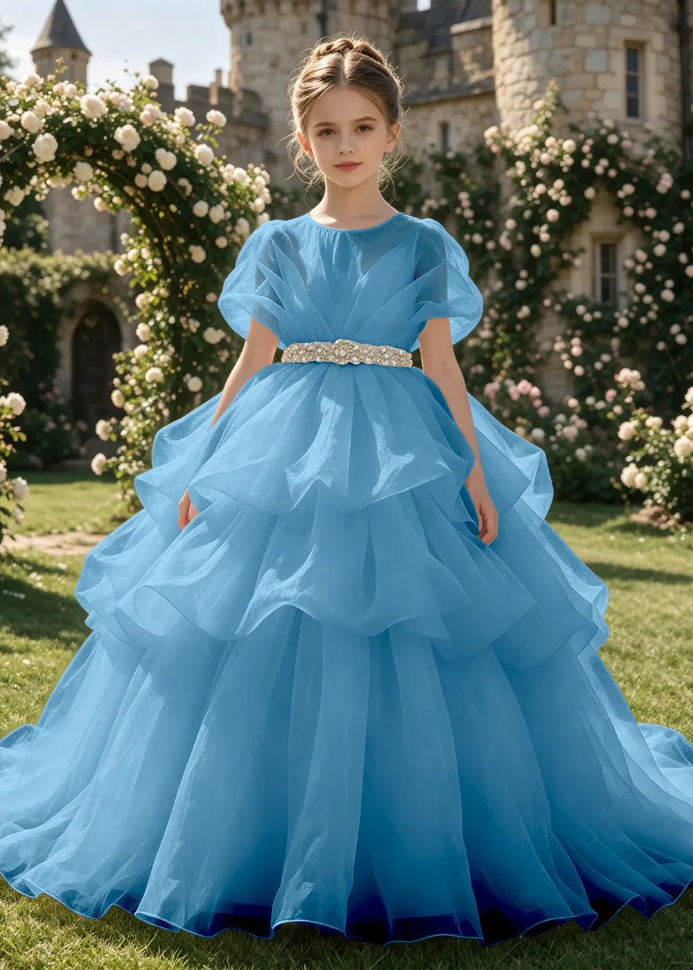 Cascading Organza Junior Bridesmaid Dress for Girls