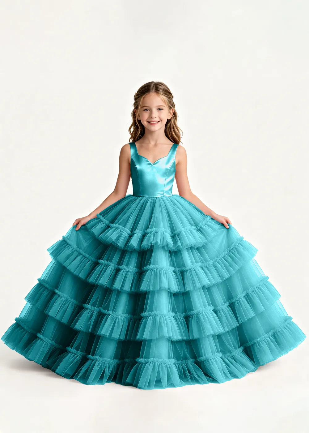 Elegant Princess Tulle Dress with Satin Bodice for Girls