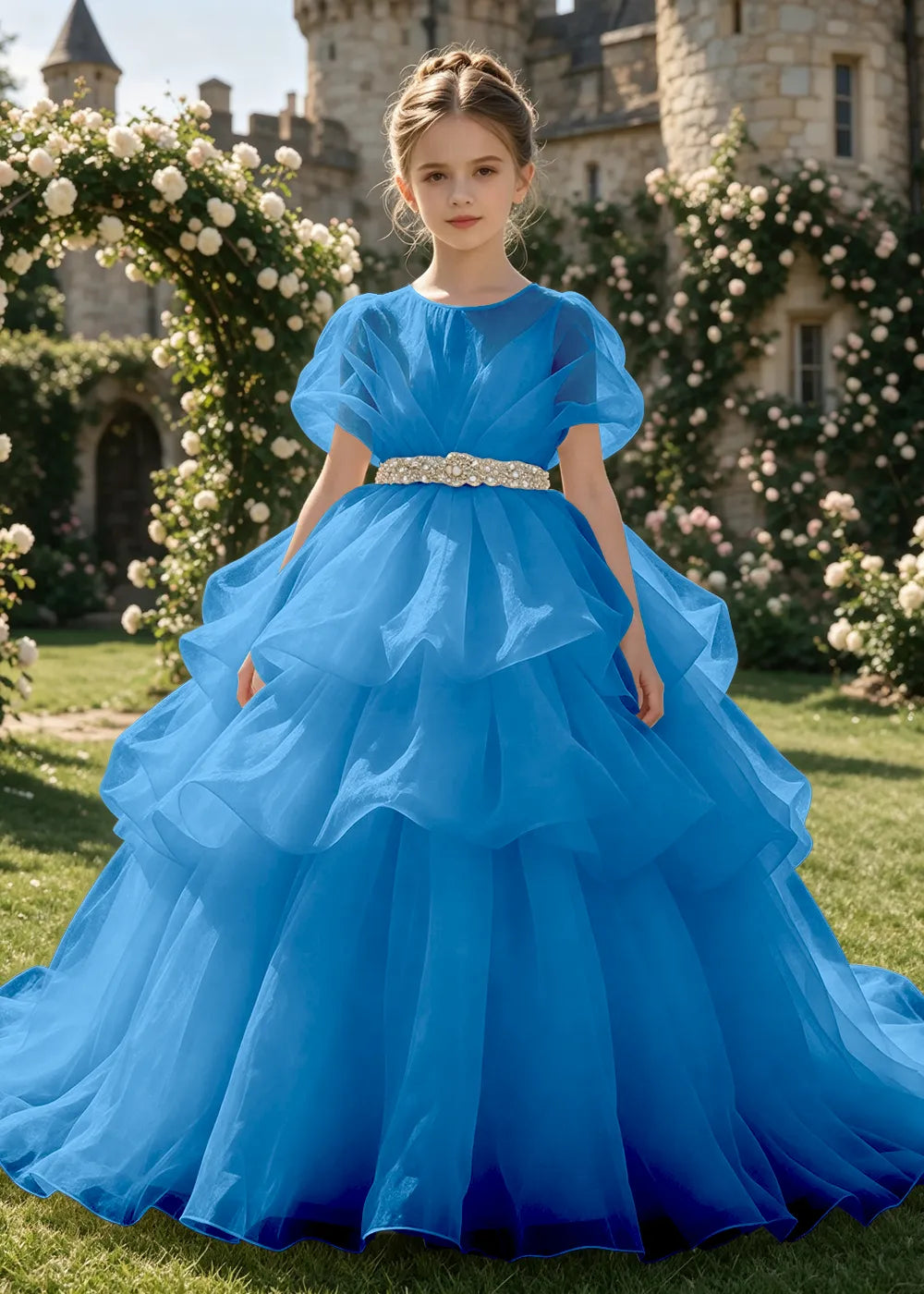 Cascading Organza Junior Bridesmaid Dress for Girls