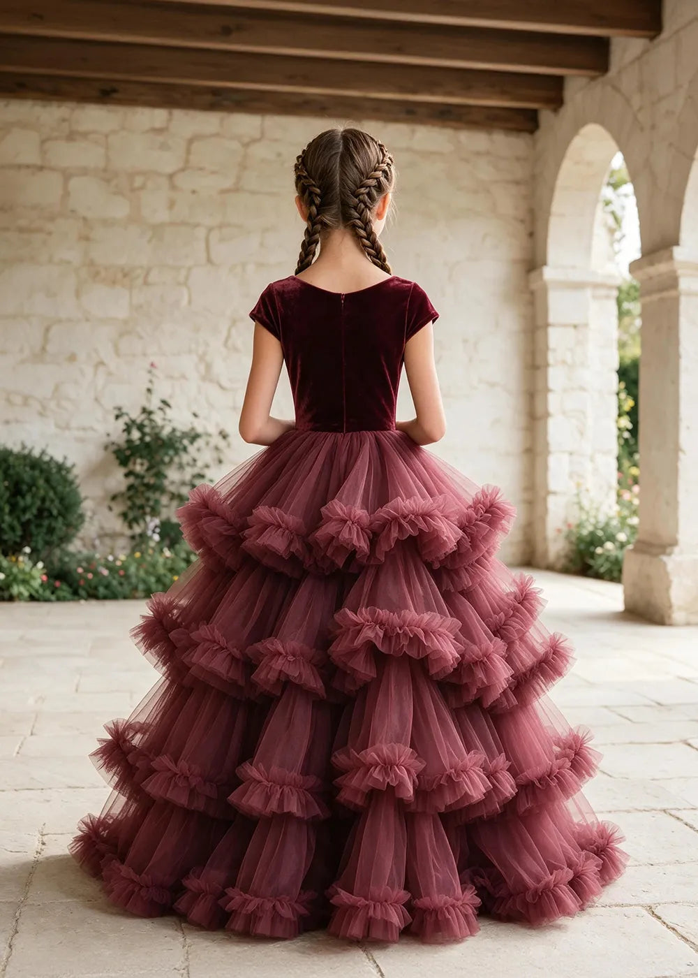 Luxury Velvet Tulle Ball Gown Dress