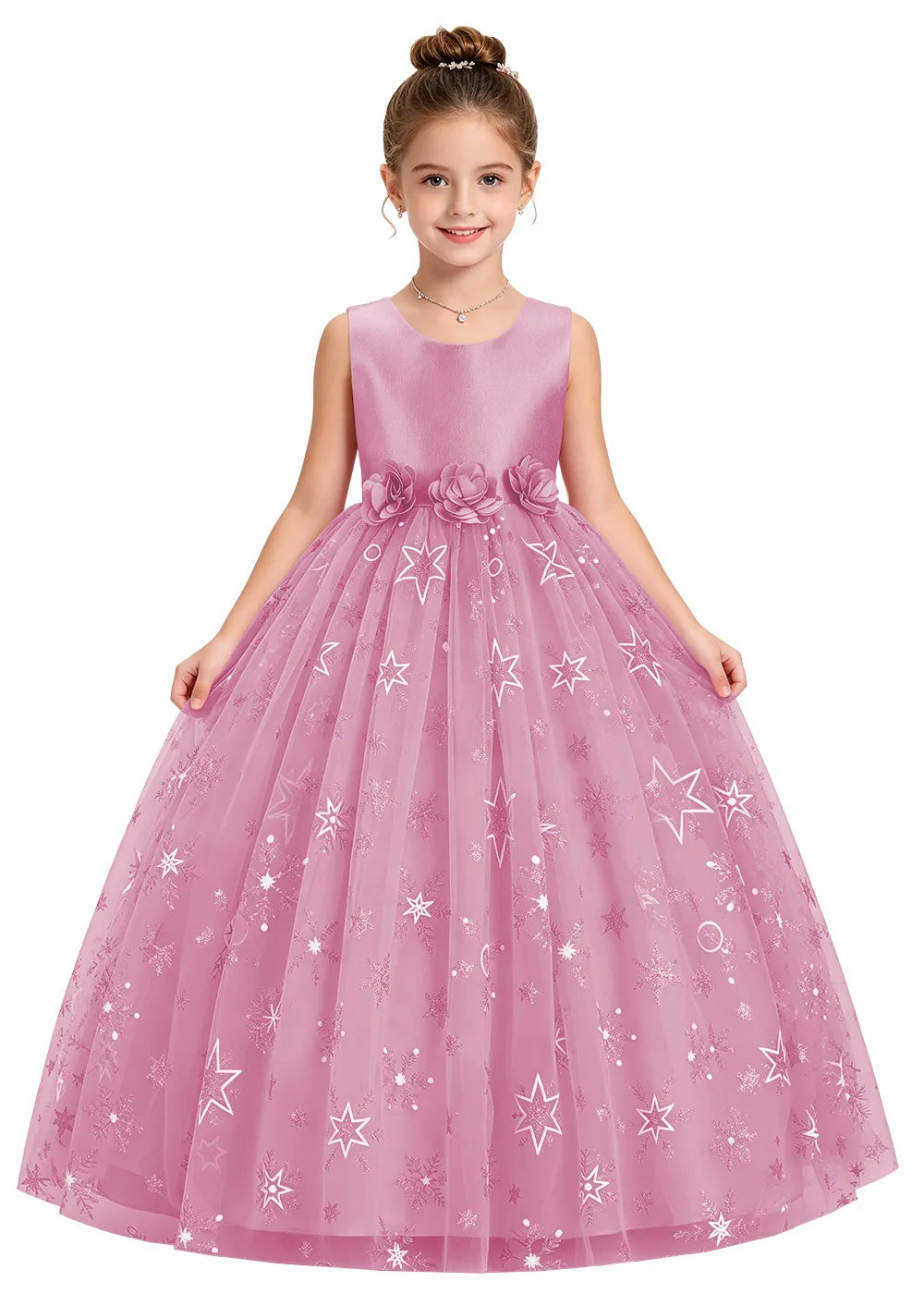 Bow Back Star Glitter Tulle Dress