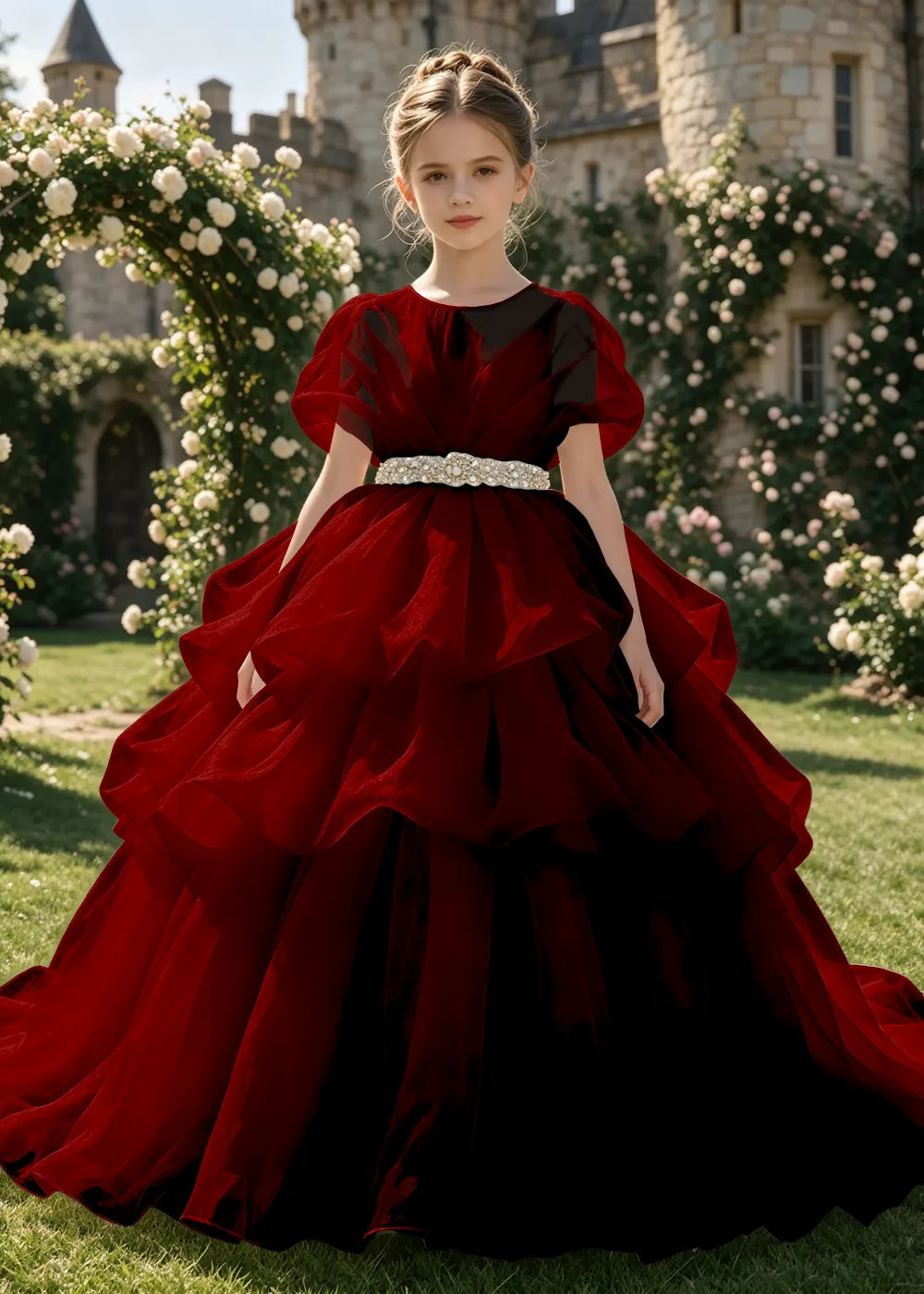 Cascading Organza Junior Bridesmaid Dress for Girls
