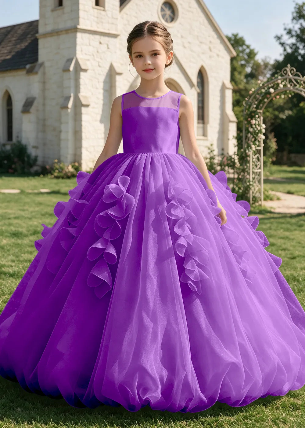 Sculpted Cascade Girls Pageant Dress