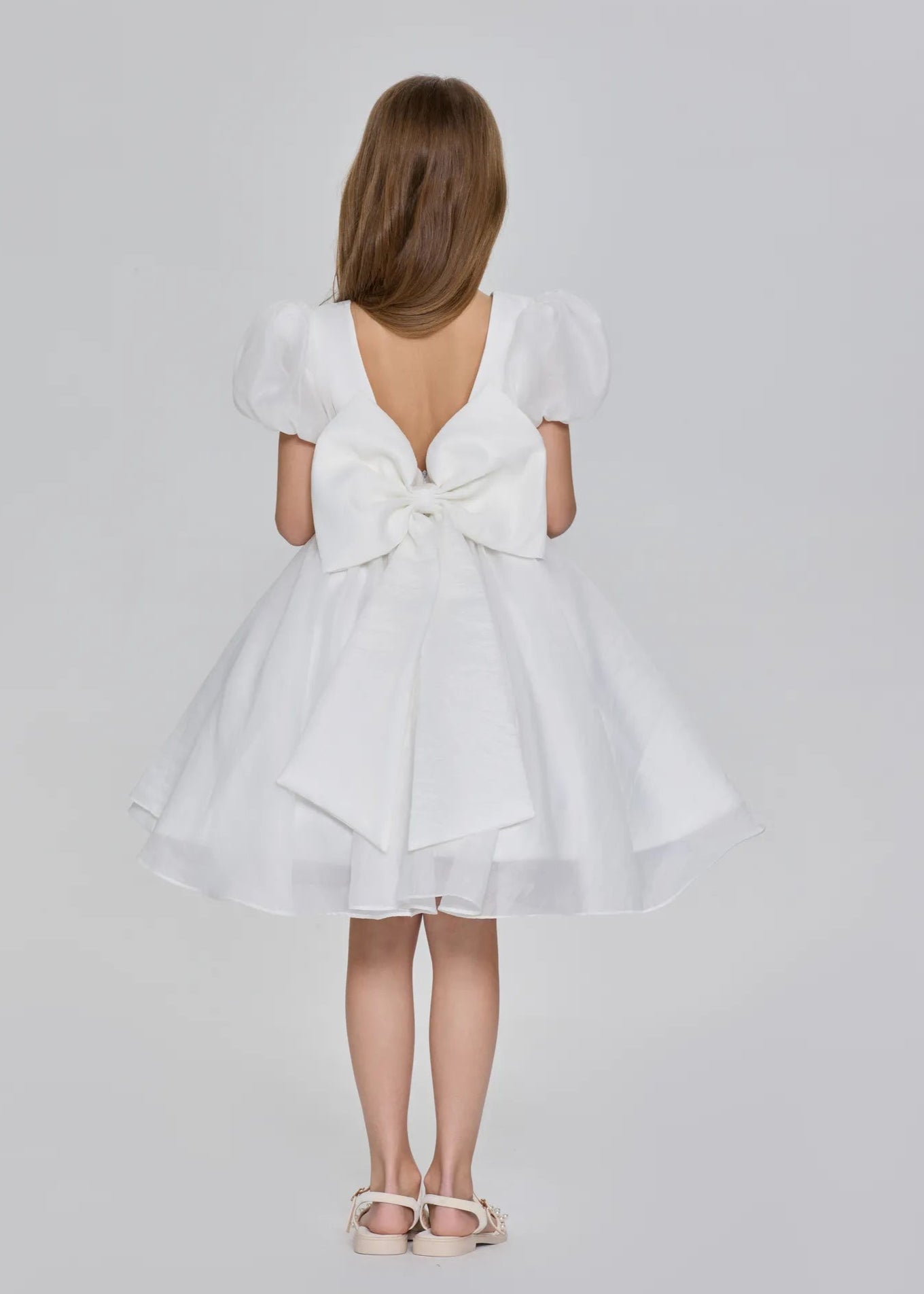 Puff Sleeve Princess Flower Girl Dress