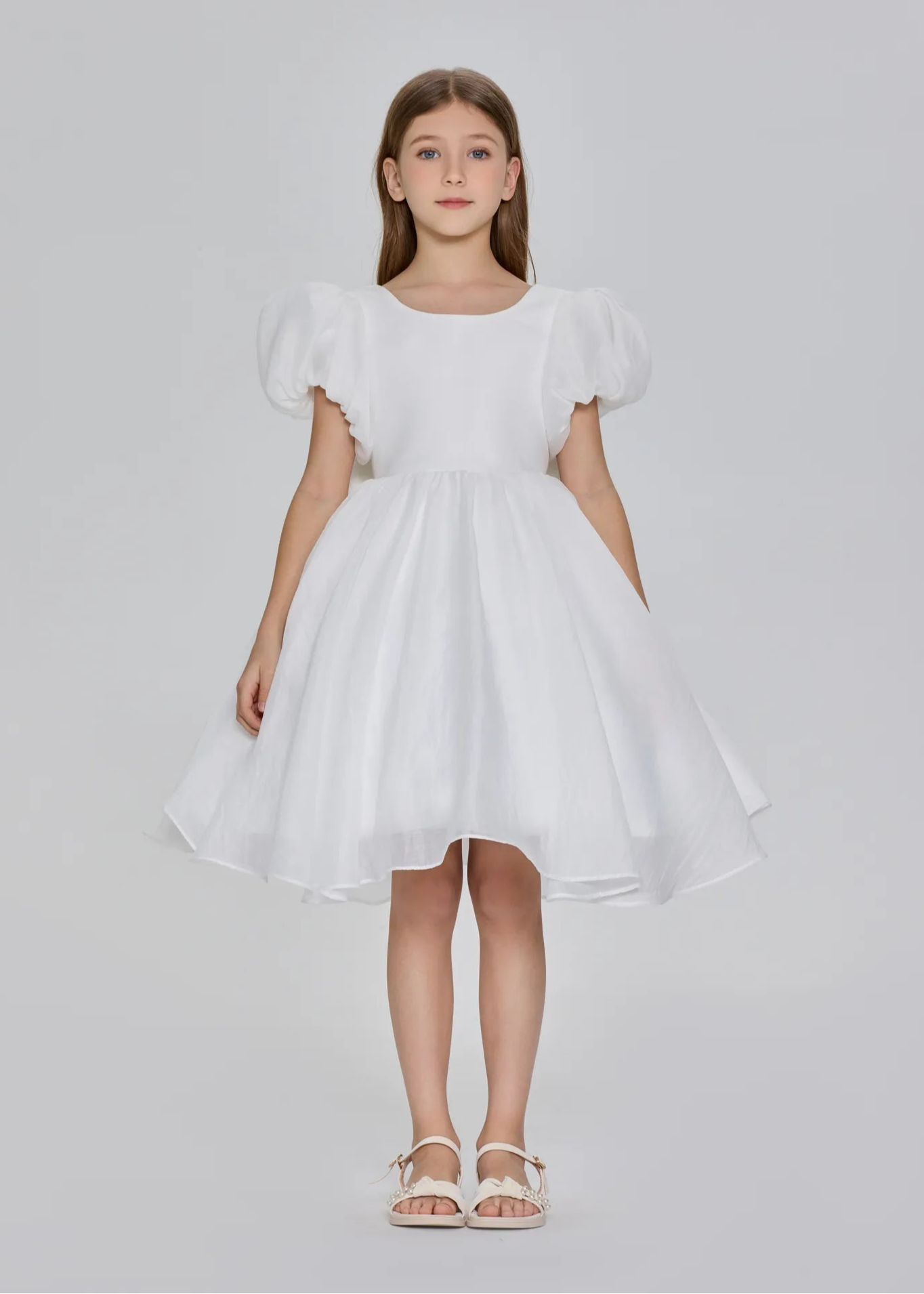 Puff Sleeve Princess Flower Girl Dress