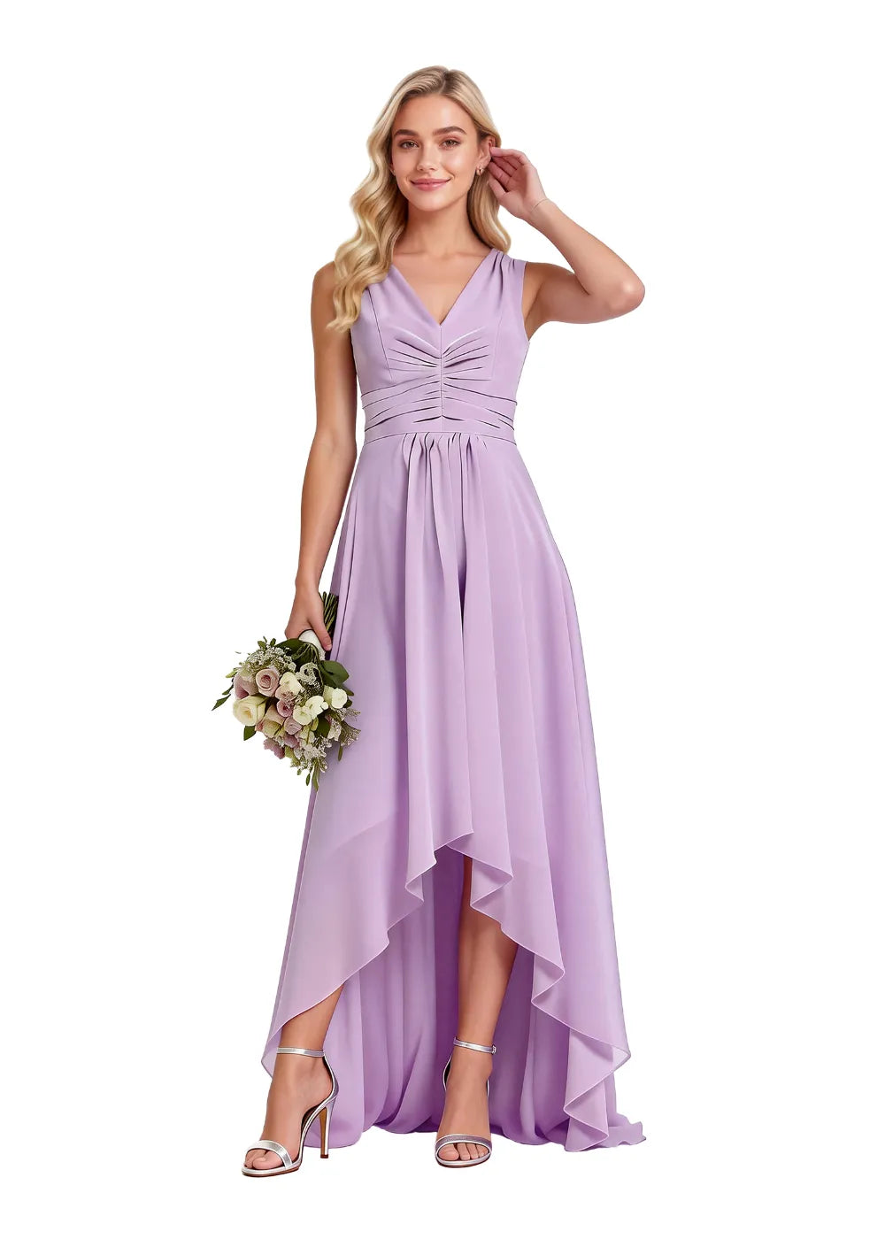 Garden Party High Low Chiffon Wedding Guest Dress