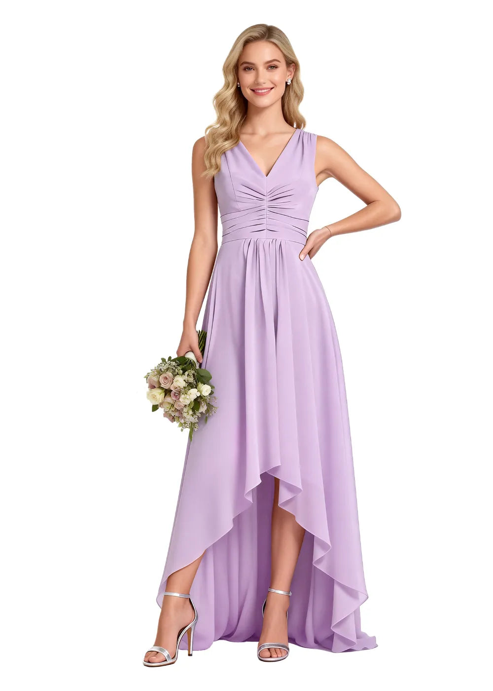 Garden Party High Low Chiffon Wedding Guest Dress