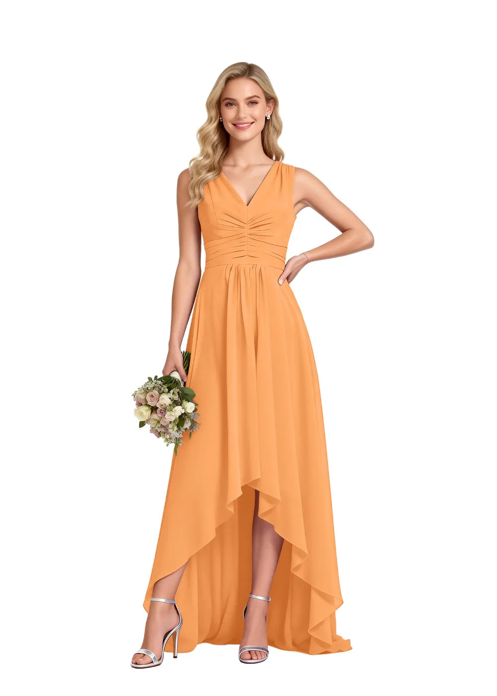 Garden Party High Low Chiffon Wedding Guest Dress