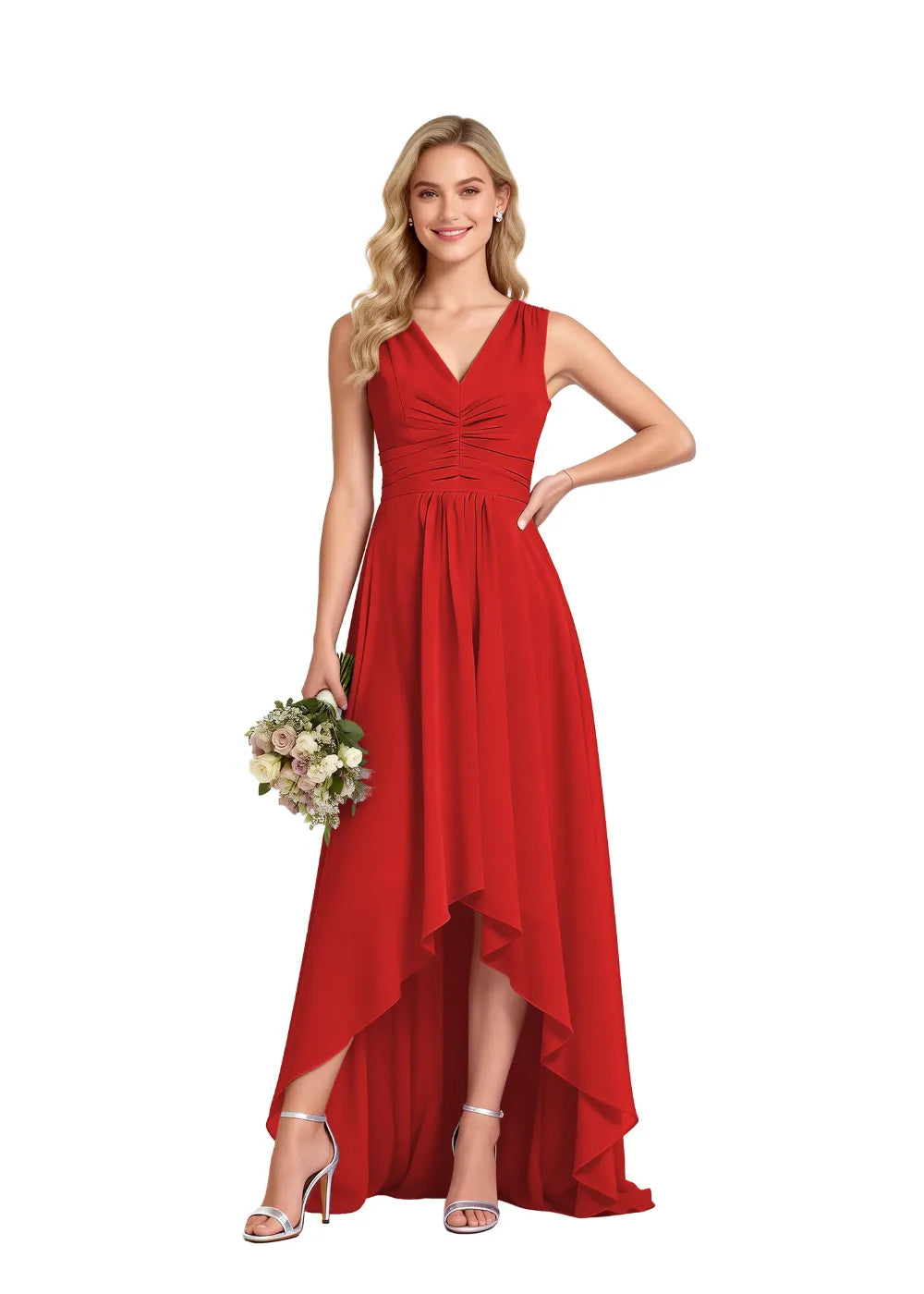 Garden Party High Low Chiffon Wedding Guest Dress