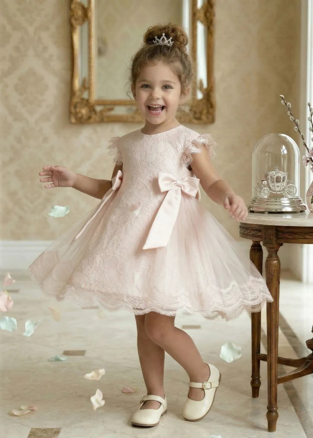 Vestido de princesa sin mangas de encaje