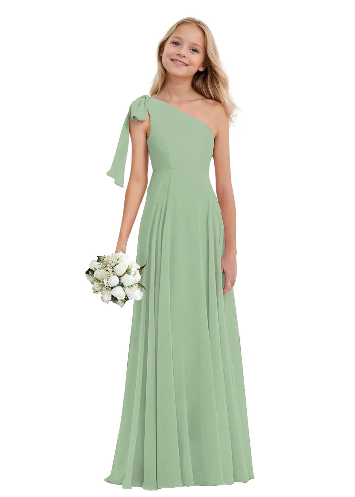 One-Shoulder Chiffon Maxi Dress