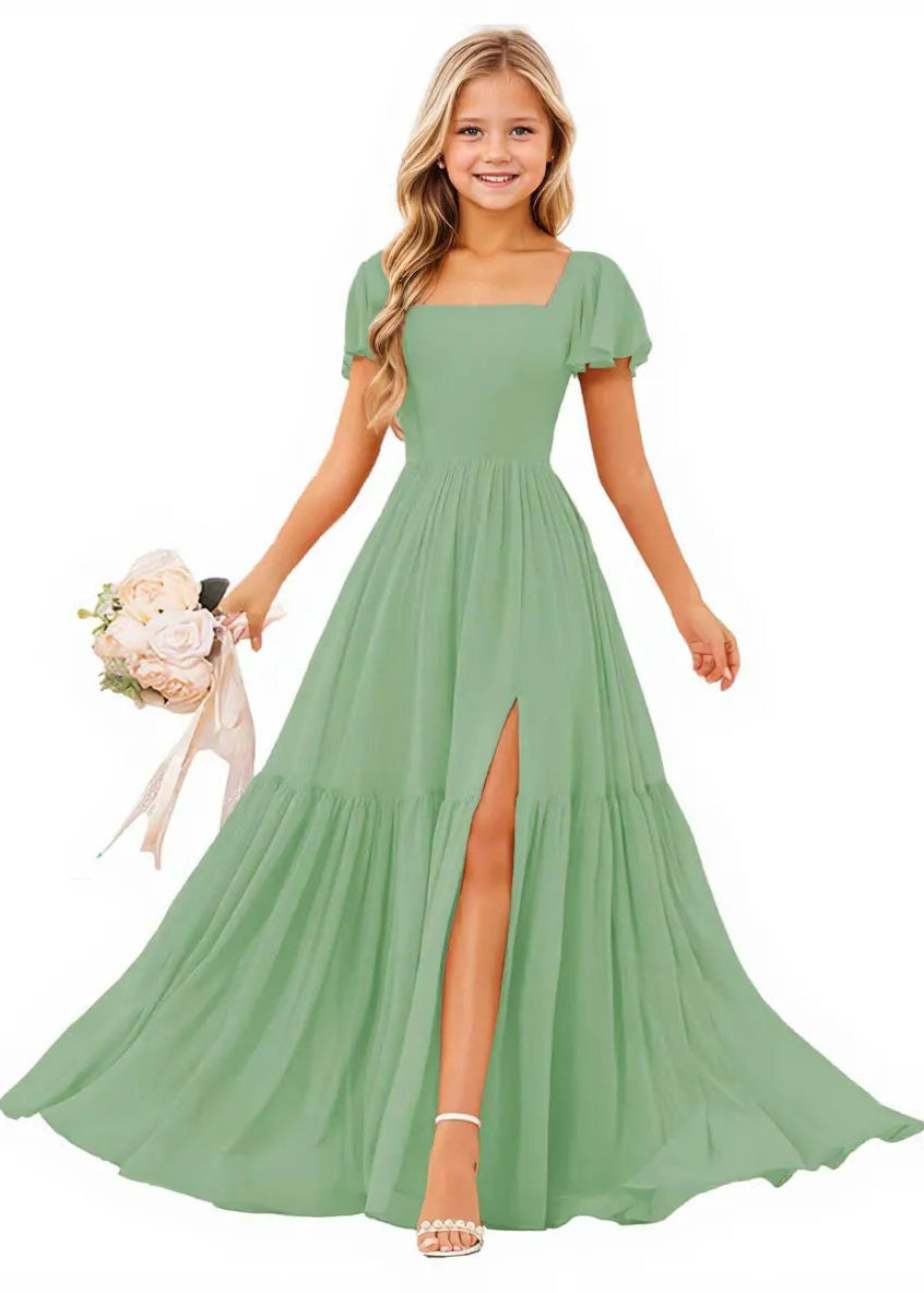 Short Sleeve Chiffon Maxi Dress for Flower Girls