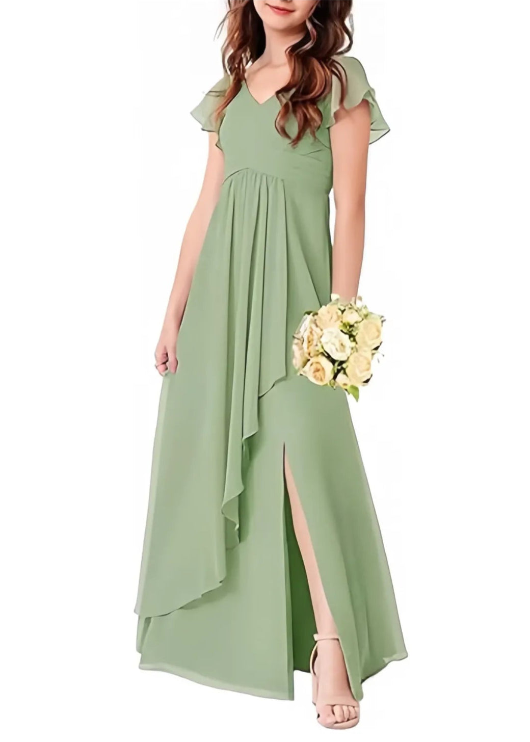 Flutter Sleeve Chiffon Maxi Dress