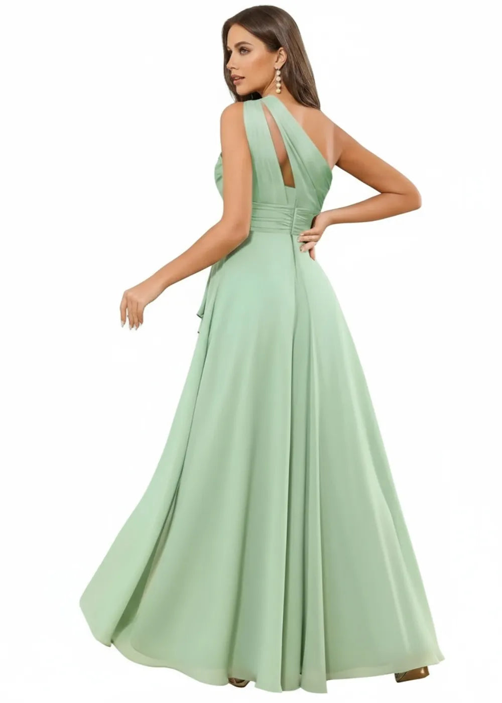 One-Shoulder Chiffon Junior Bridesmaid Dresses