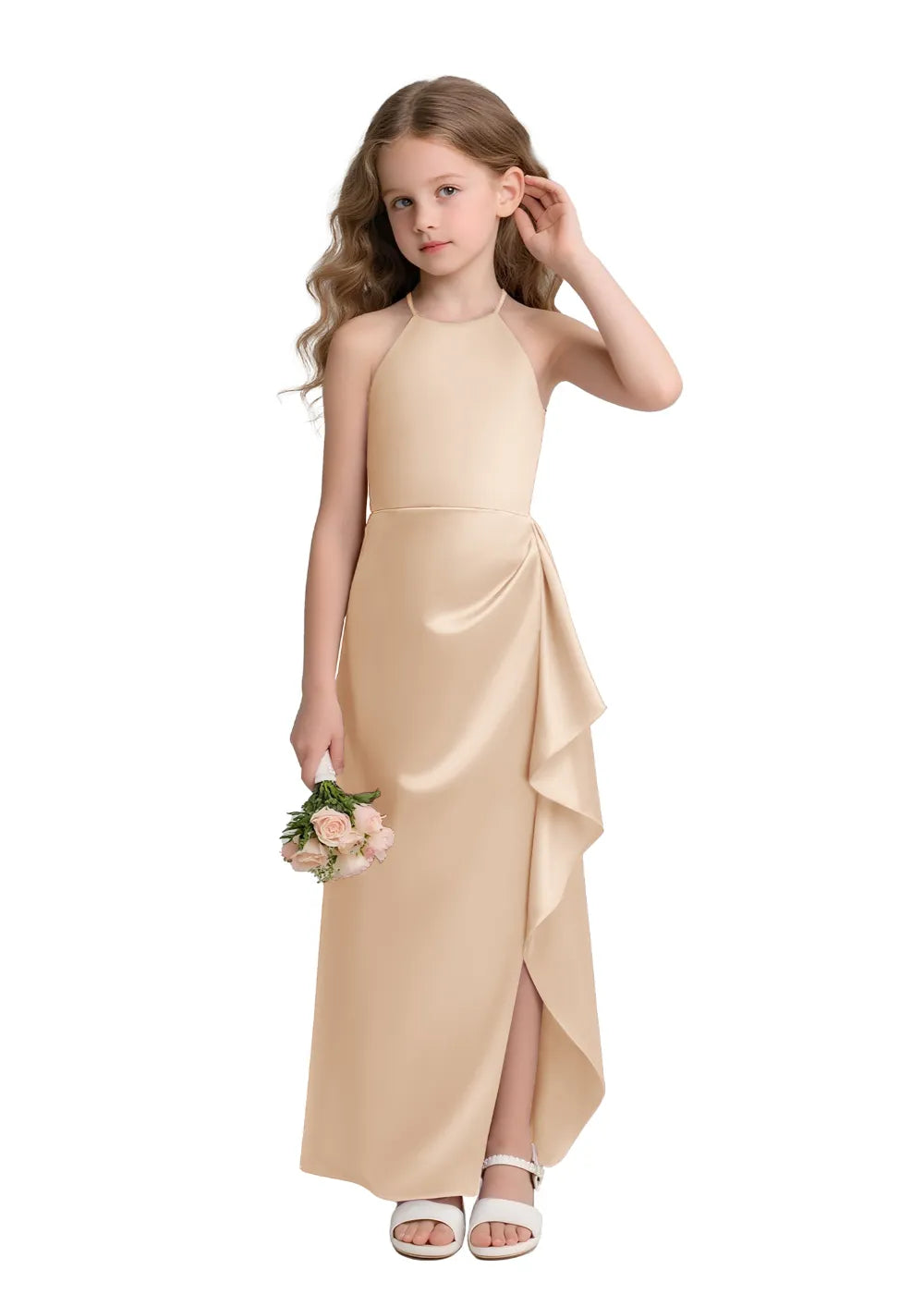Satin Floor-Length Flower Girl Dress