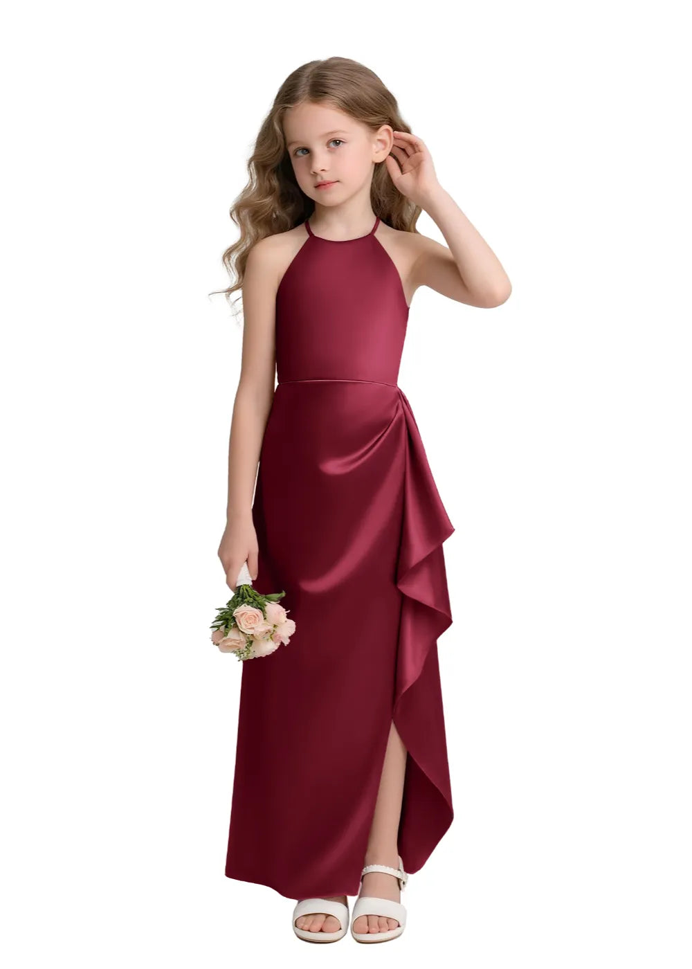Satin Floor-Length Flower Girl Dress