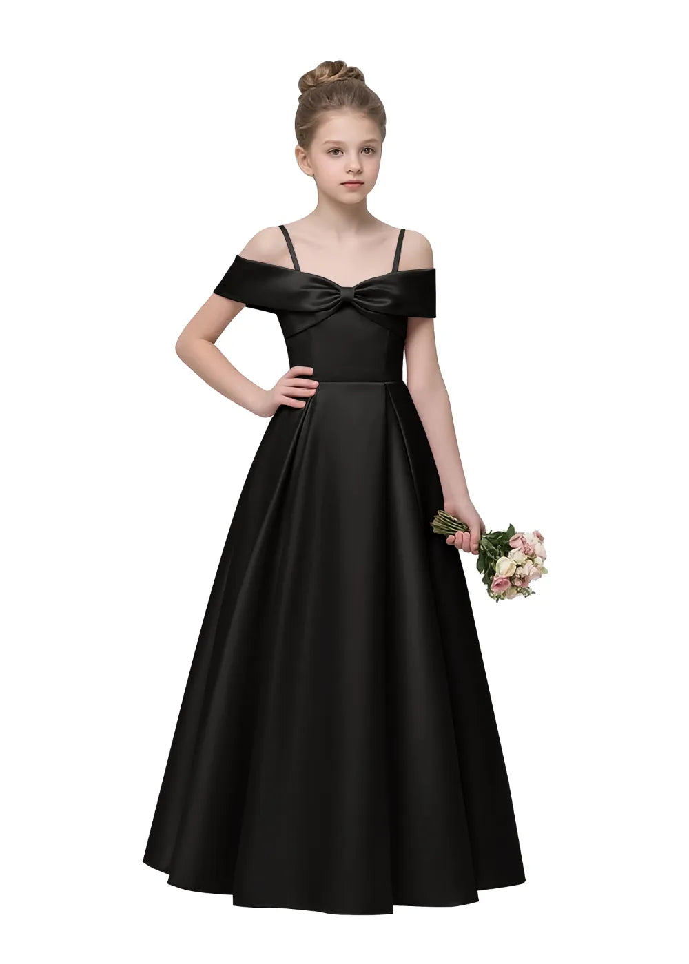 Bow-Off-Shoulder Princess Gown for Girls