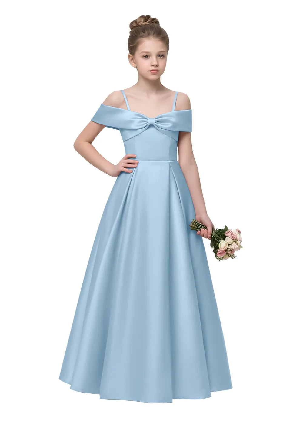 Bow-Off-Shoulder Princess Gown for Girls