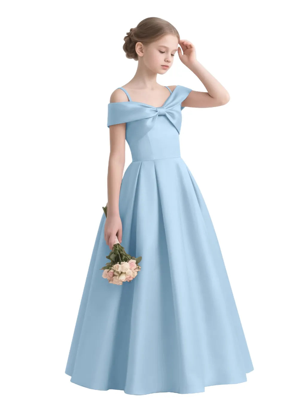 Bow-Off-Shoulder Princess Gown for Girls
