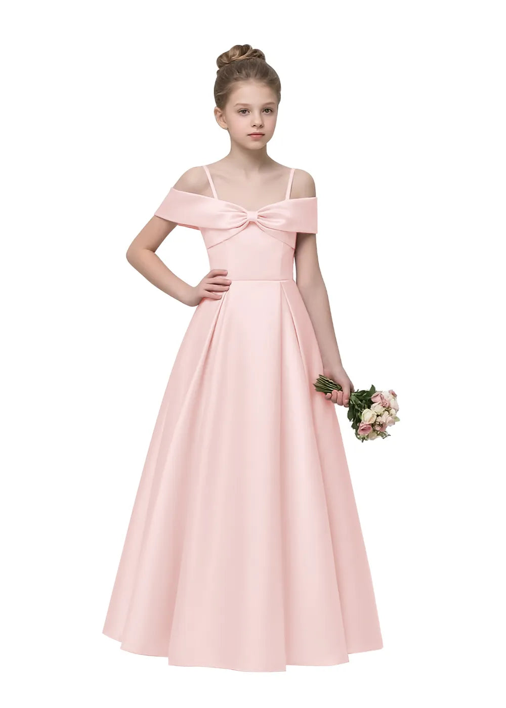 Bow-Off-Shoulder Princess Gown for Girls