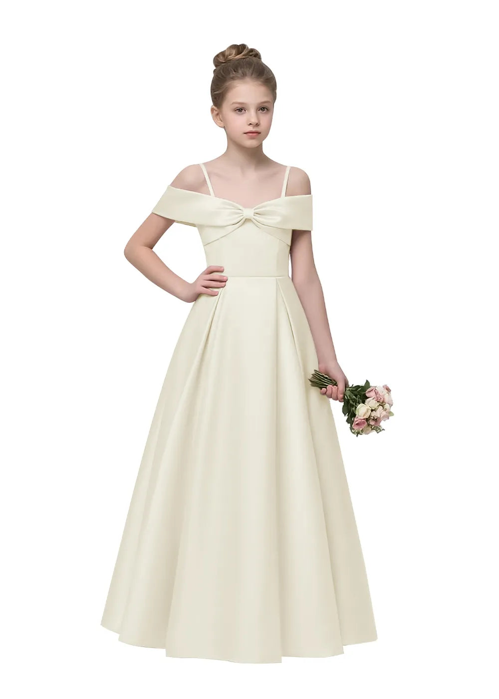 Bow-Off-Shoulder Princess Gown for Girls