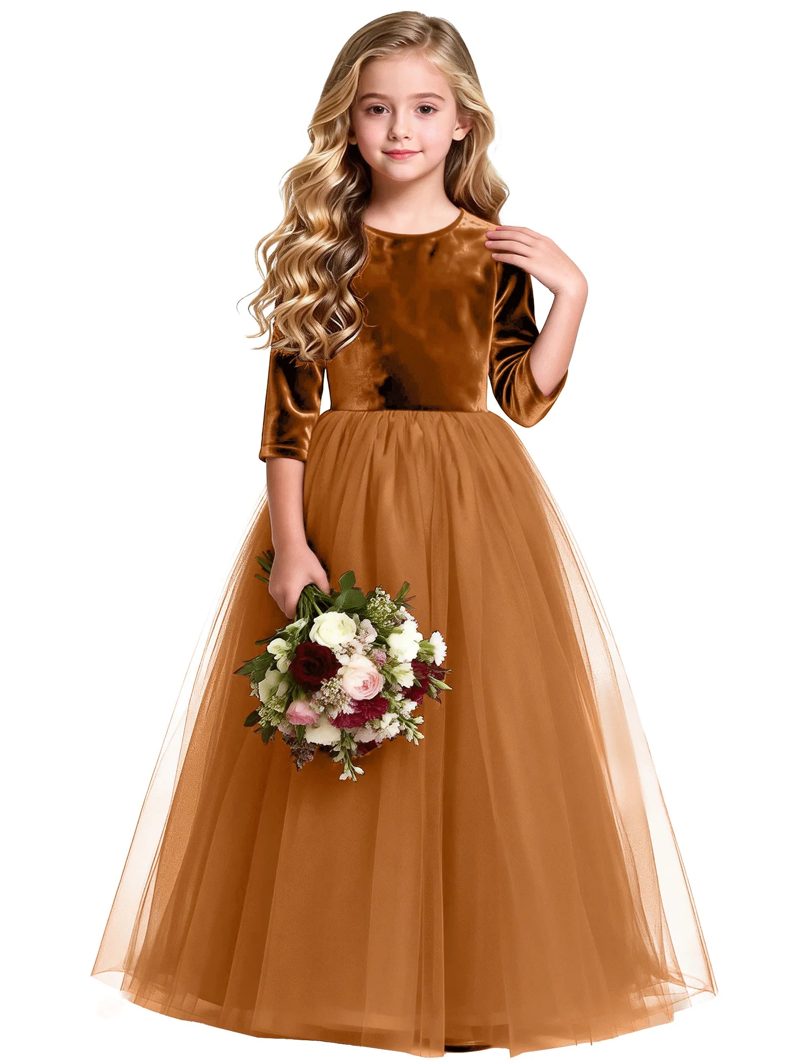 Velvet Tulle Flower Girl Dress with Bow