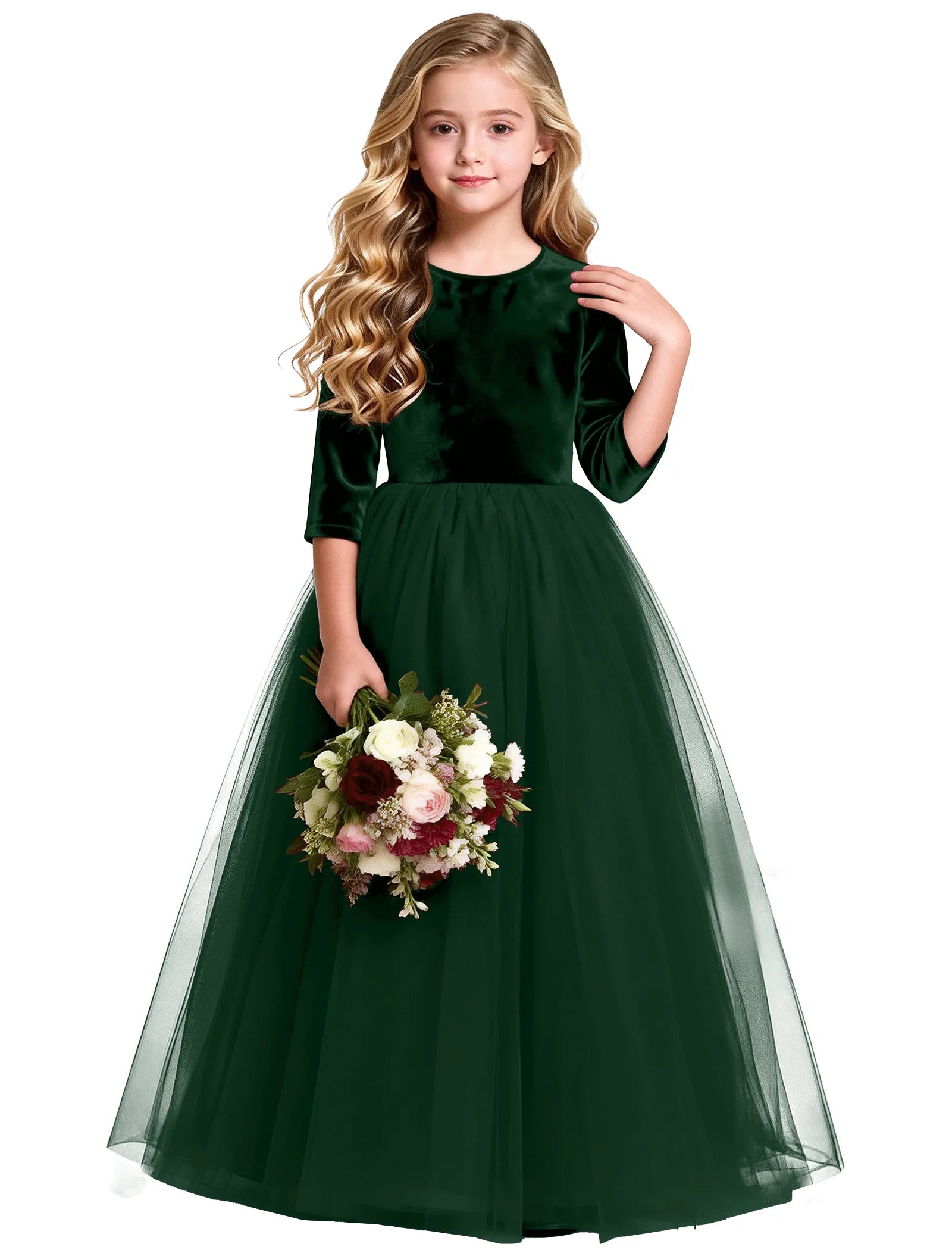 Velvet Tulle Flower Girl Dress with Bow