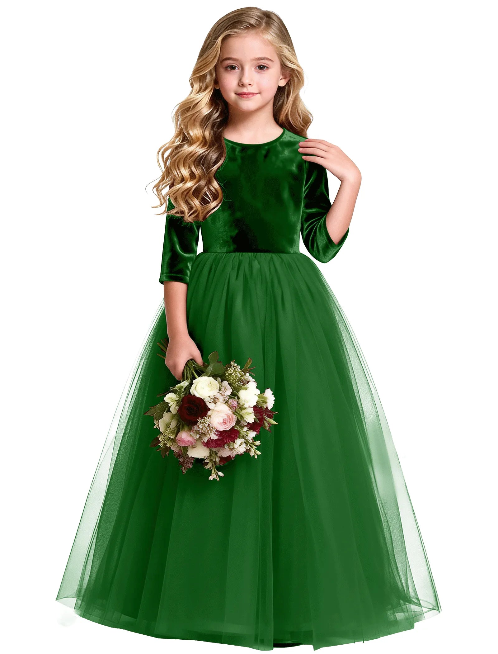 Velvet Tulle Flower Girl Dress with Bow
