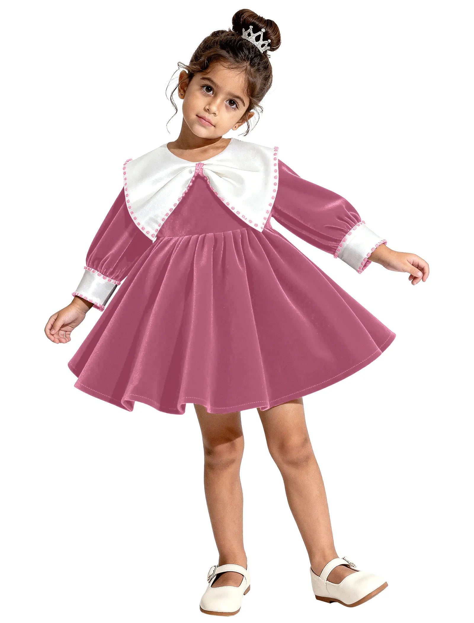 Velvet Princess Bow Dress for Girls