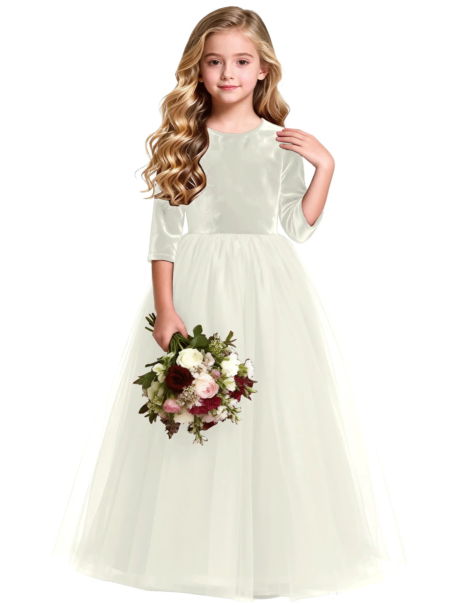 Velvet Tulle Flower Girl Dress with Bow