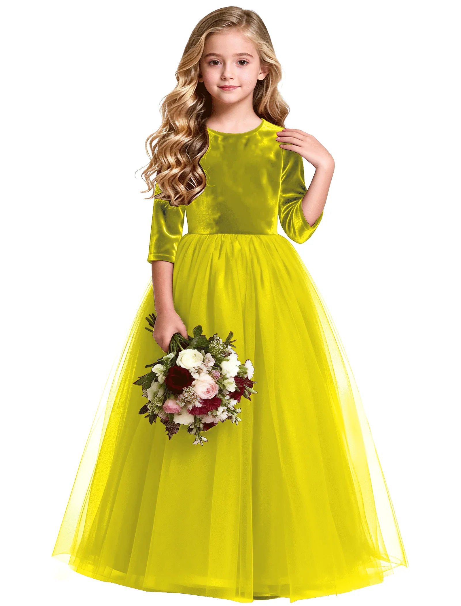 Velvet Tulle Flower Girl Dress with Bow
